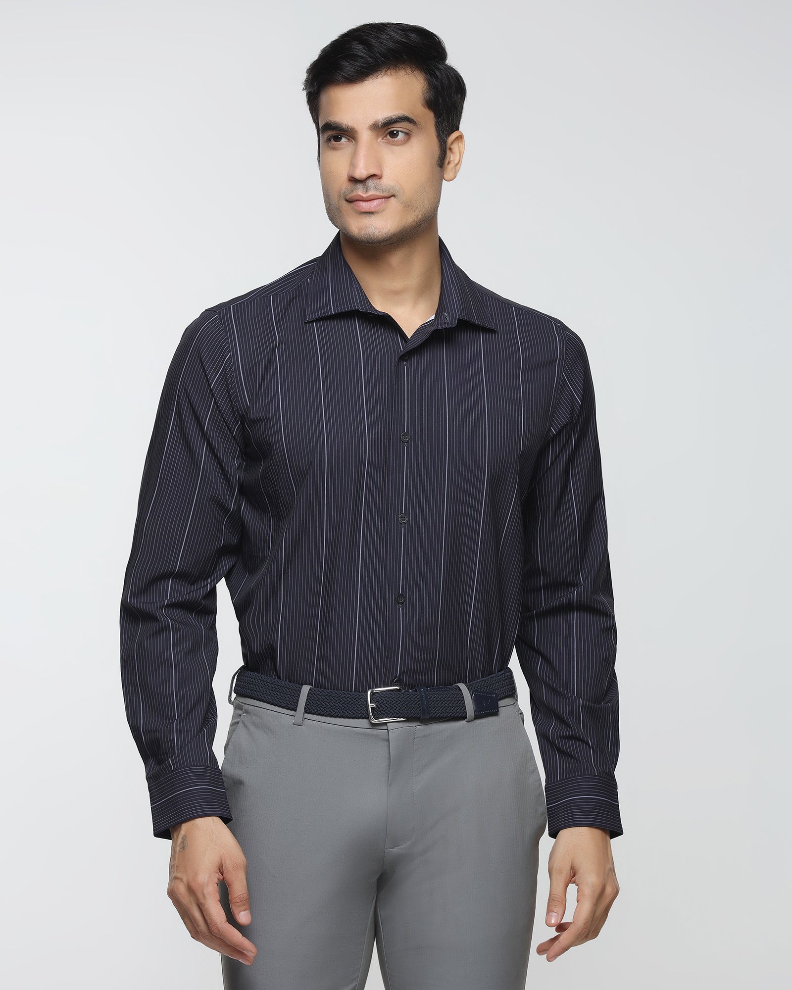Navy TechPro Stripe Shirt - Grill