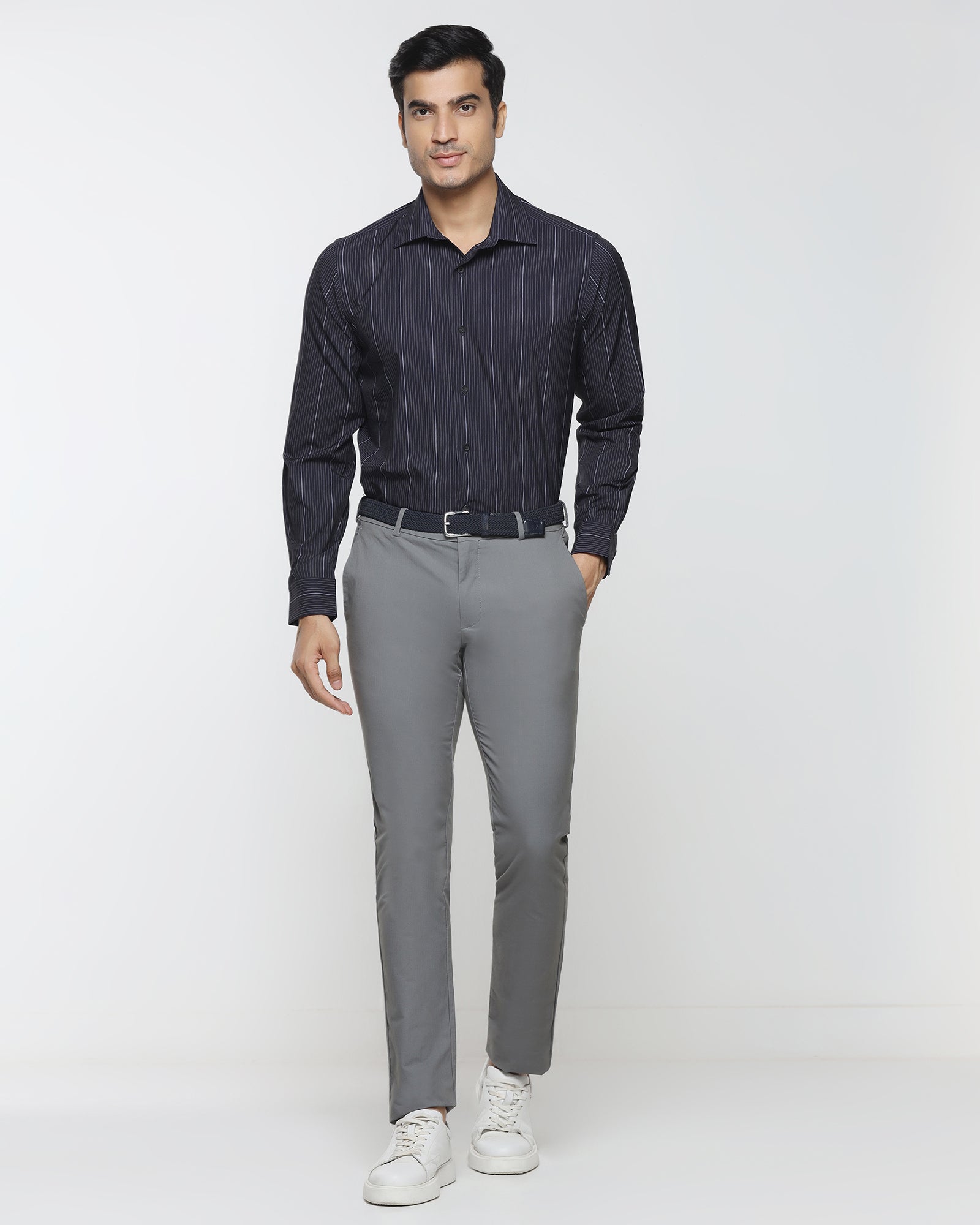 Navy TechPro Stripe Shirt - Grill