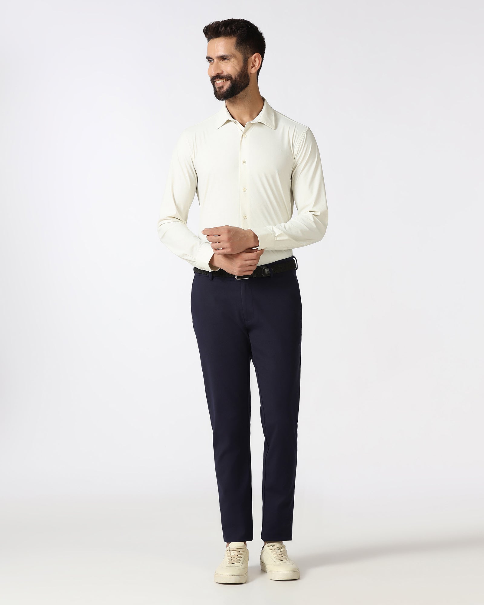 Navy Techpro Textured Khakis - Sandy