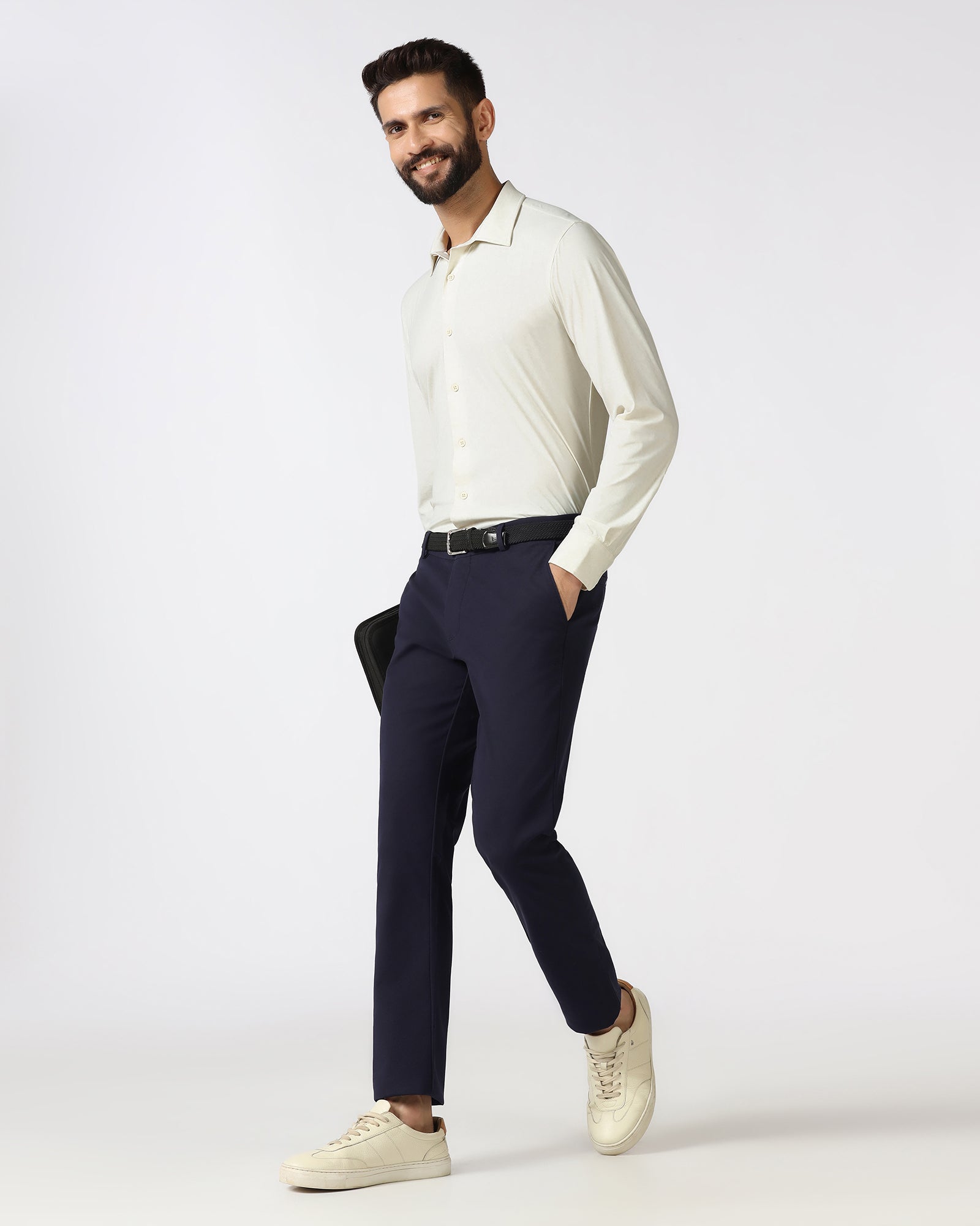 Navy Techpro Textured Khakis - Sandy