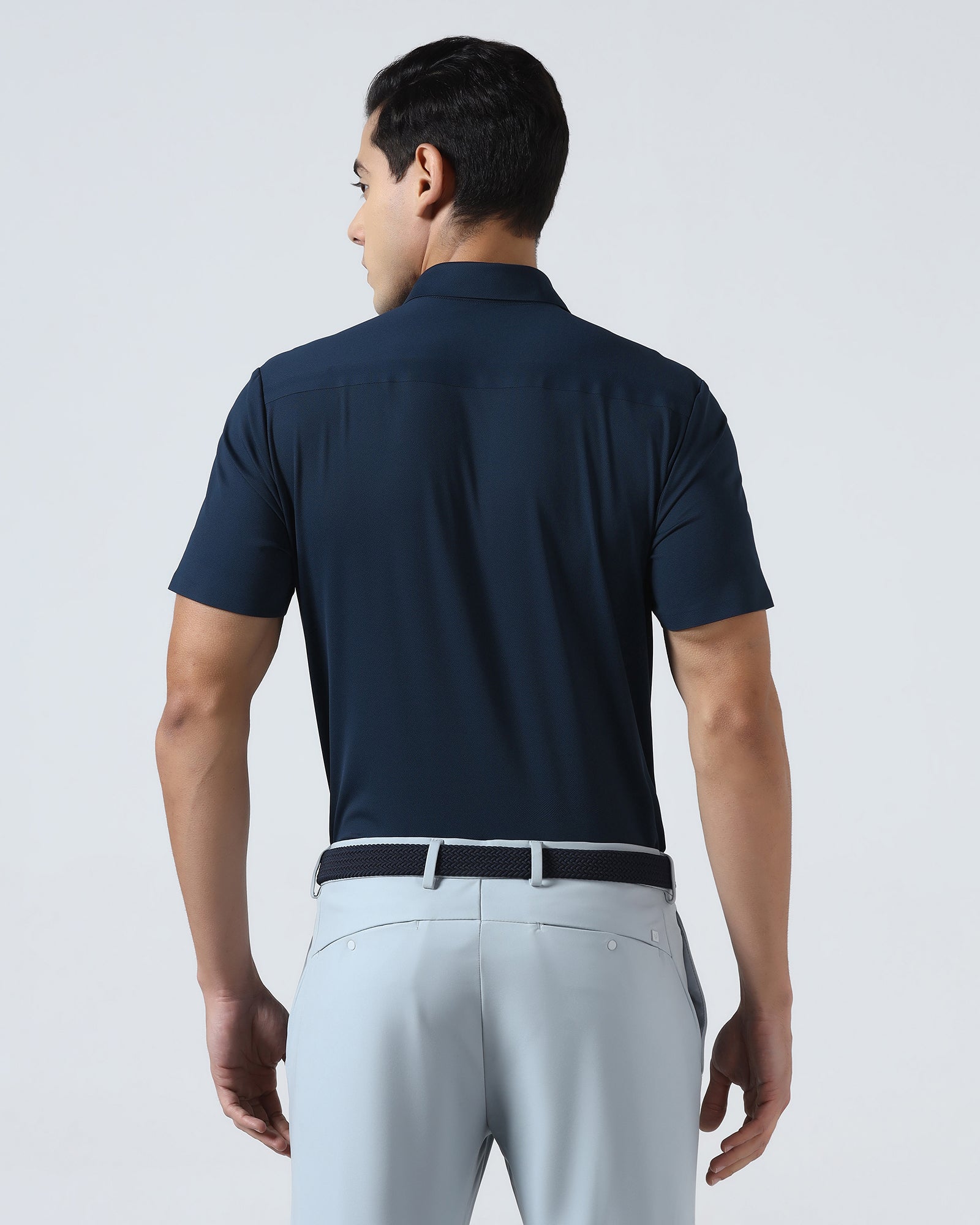 Navy Half Sleeve TechPro Textured Shirt - Henry