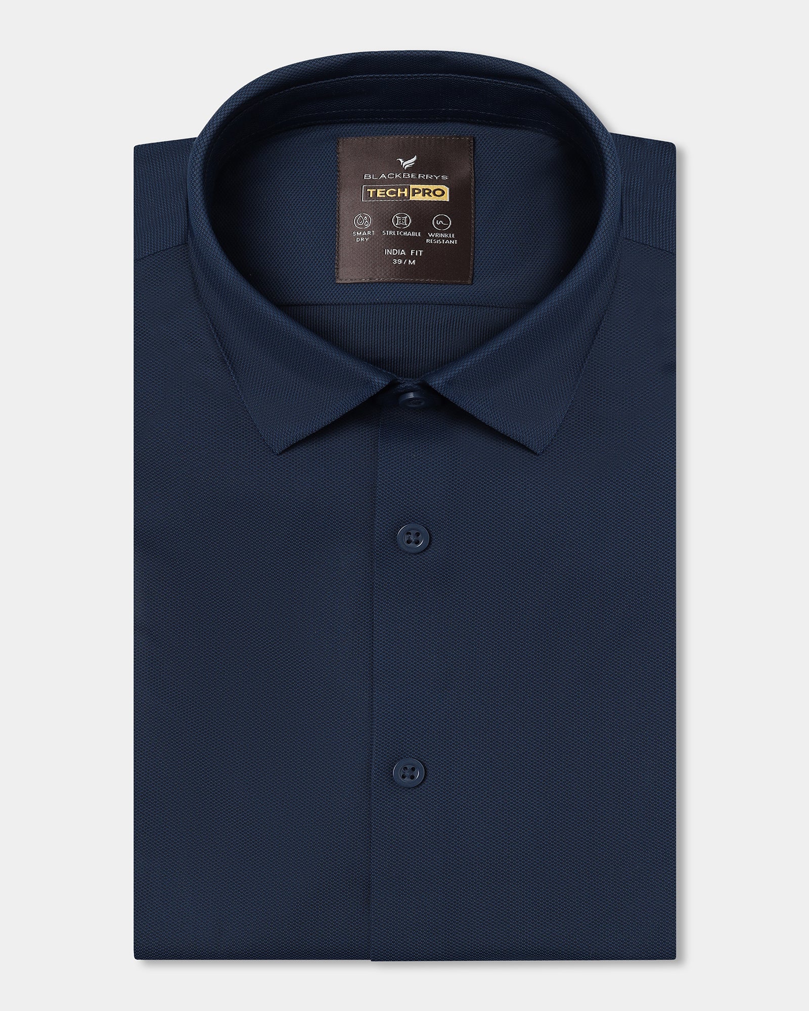 Navy Half Sleeve TechPro Textured Shirt - Henry