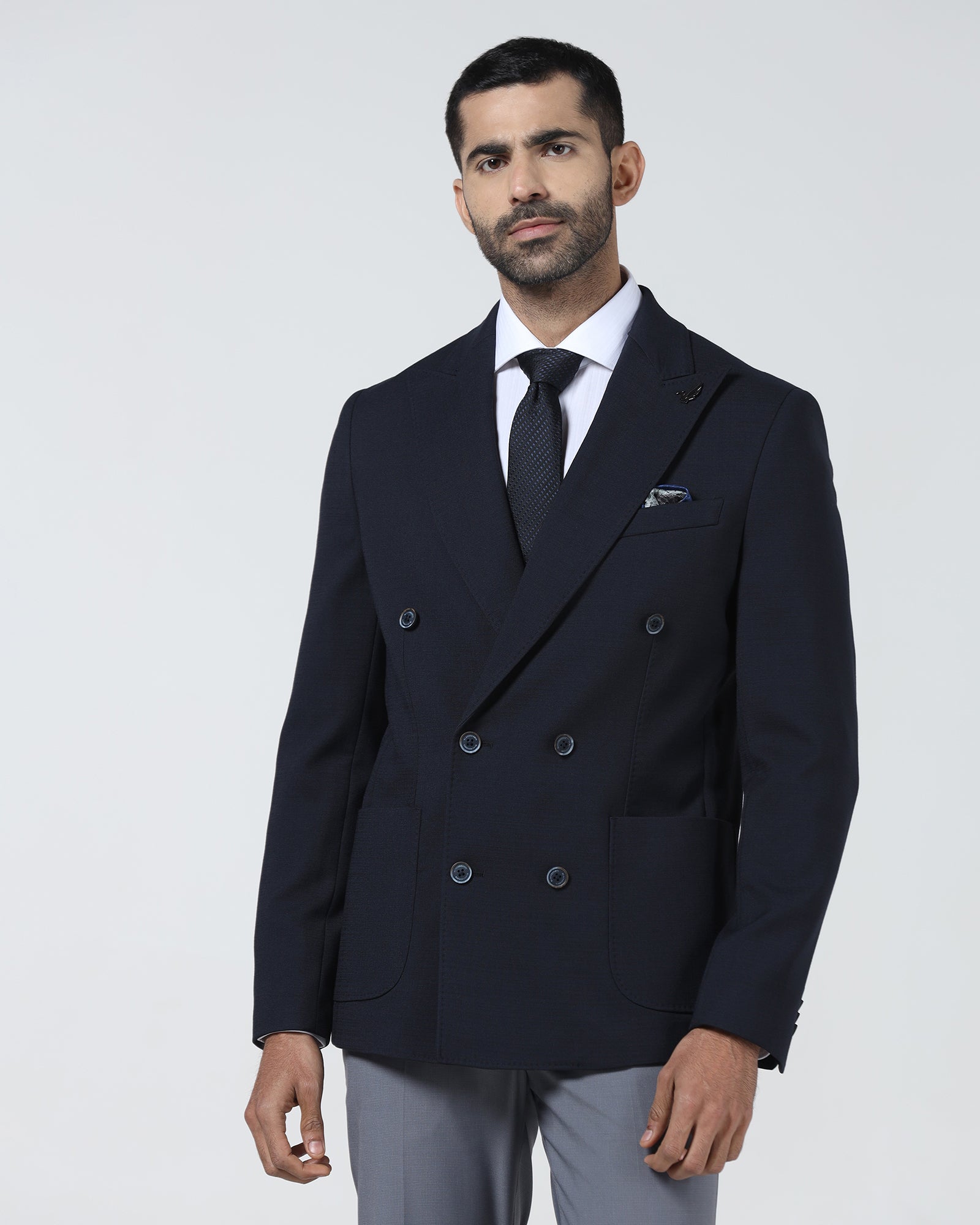 Navy Textured Blazer - Denzel