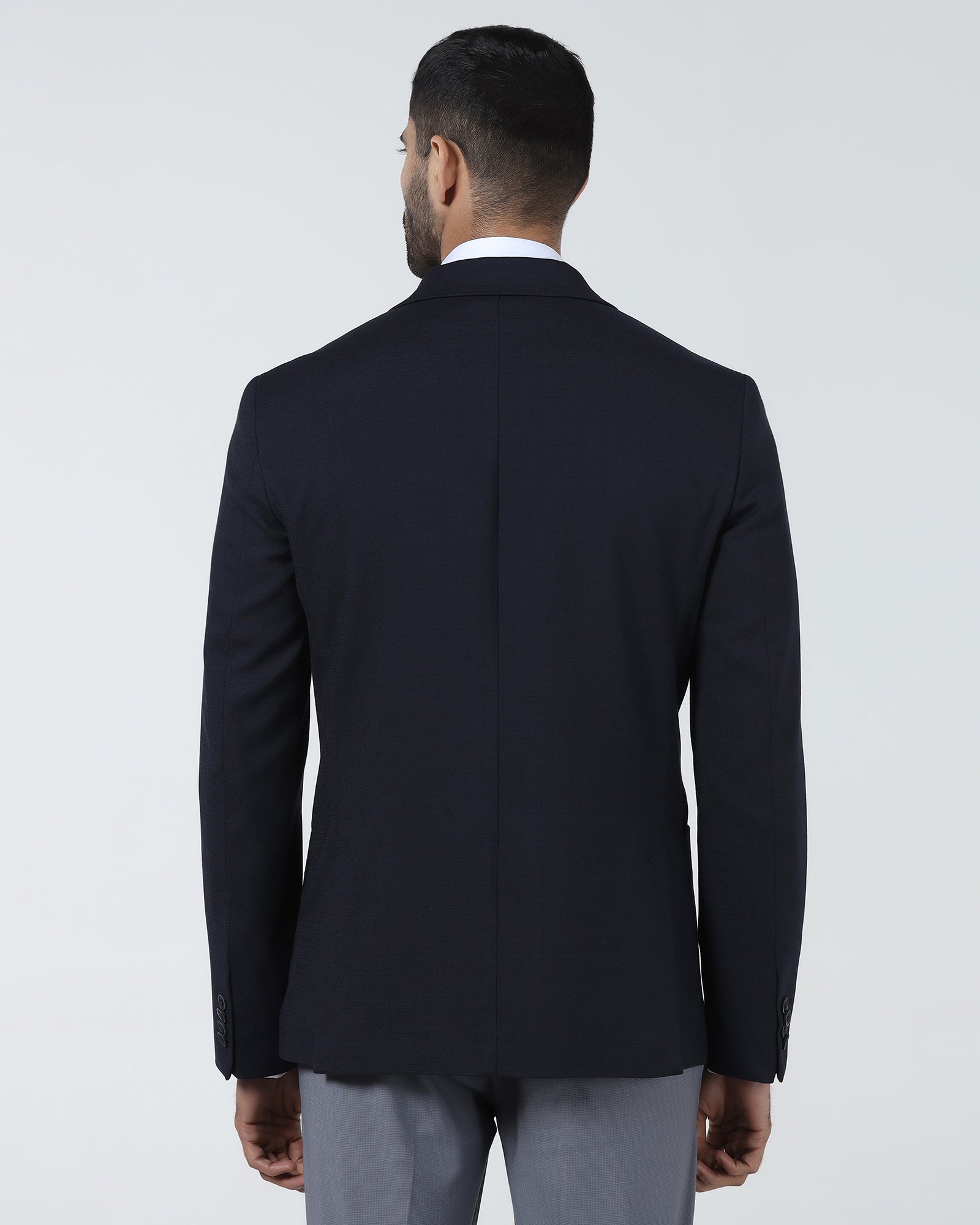 Navy Textured Blazer - Denzel