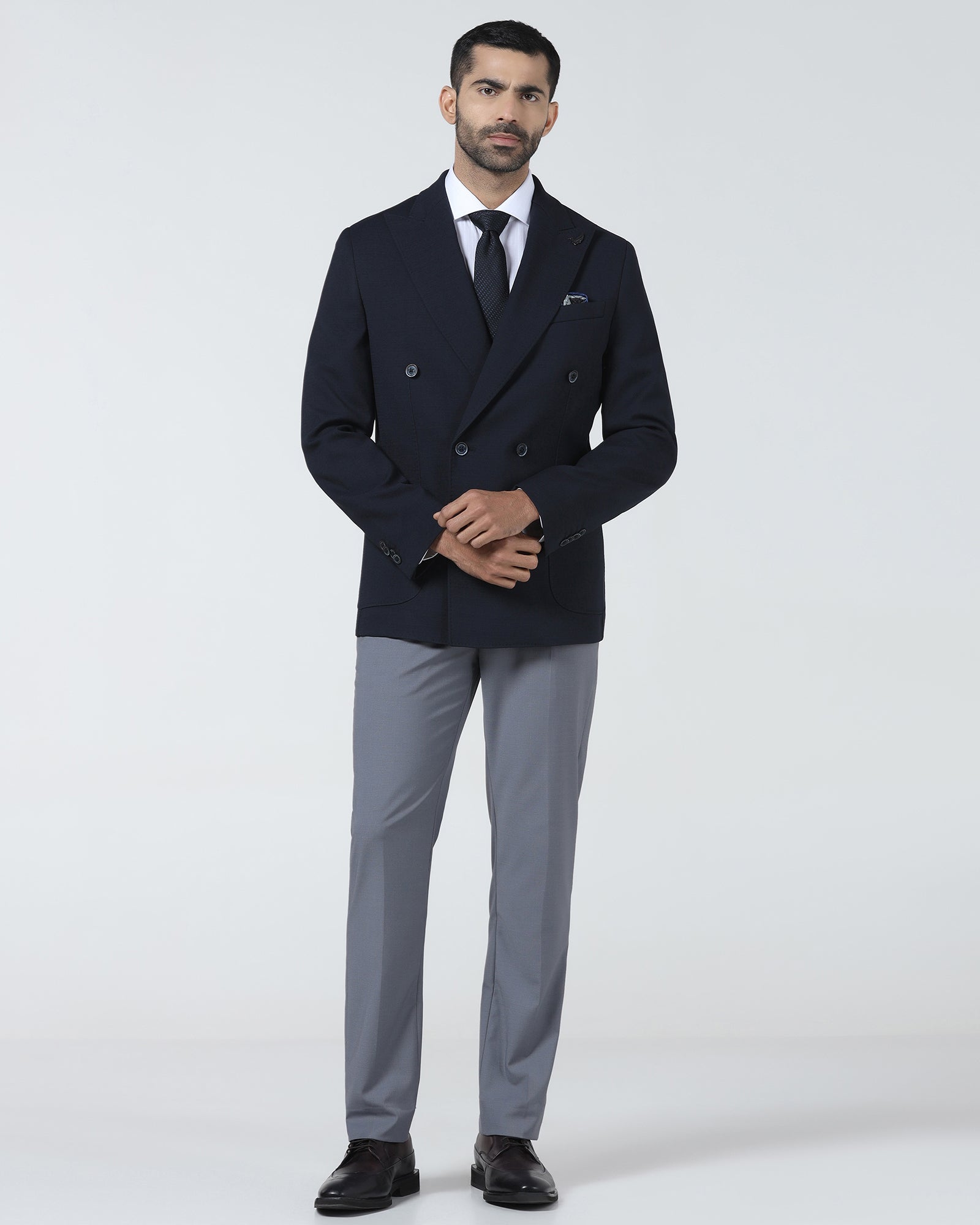 Navy Textured Blazer - Denzel