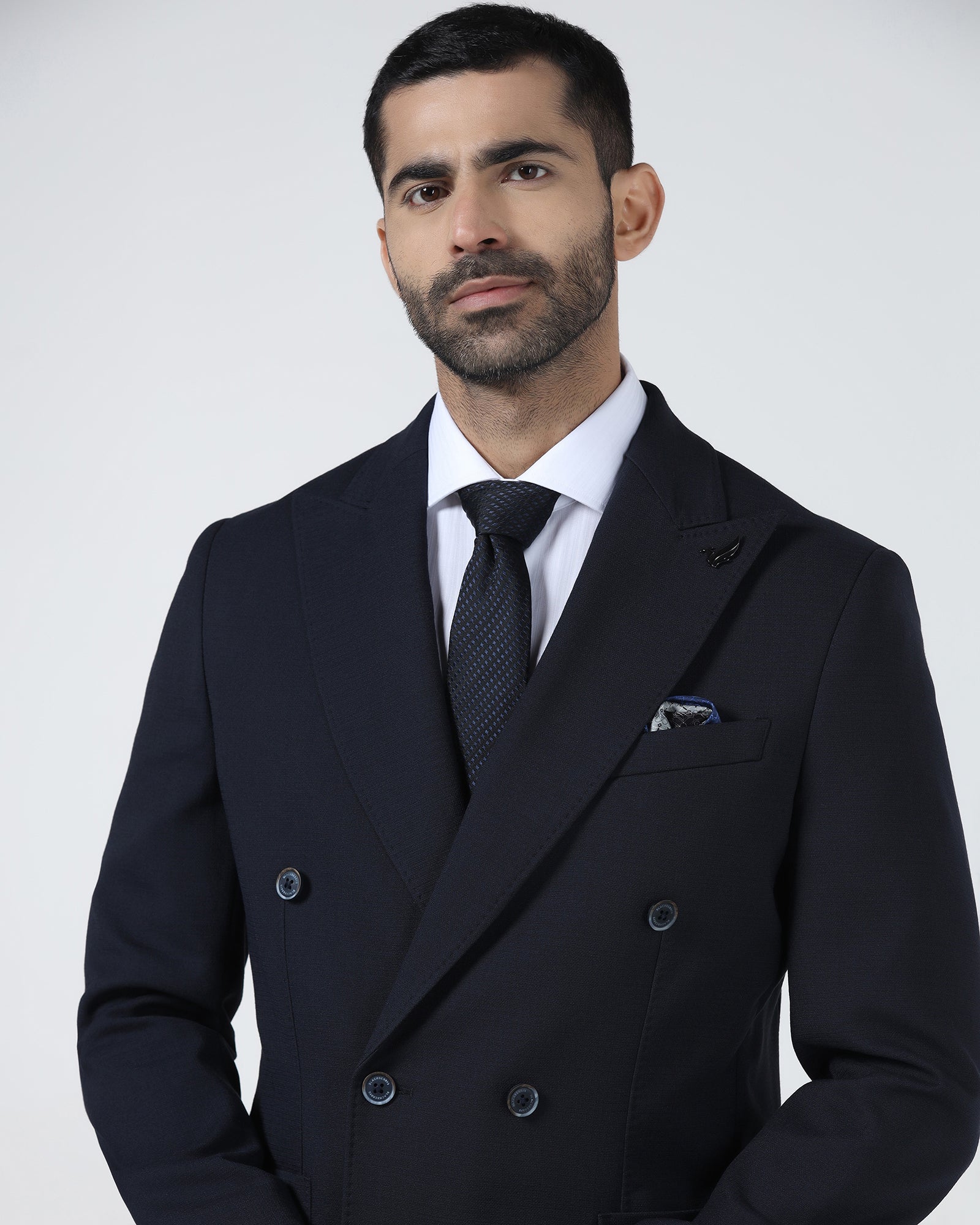 Navy Textured Blazer - Denzel