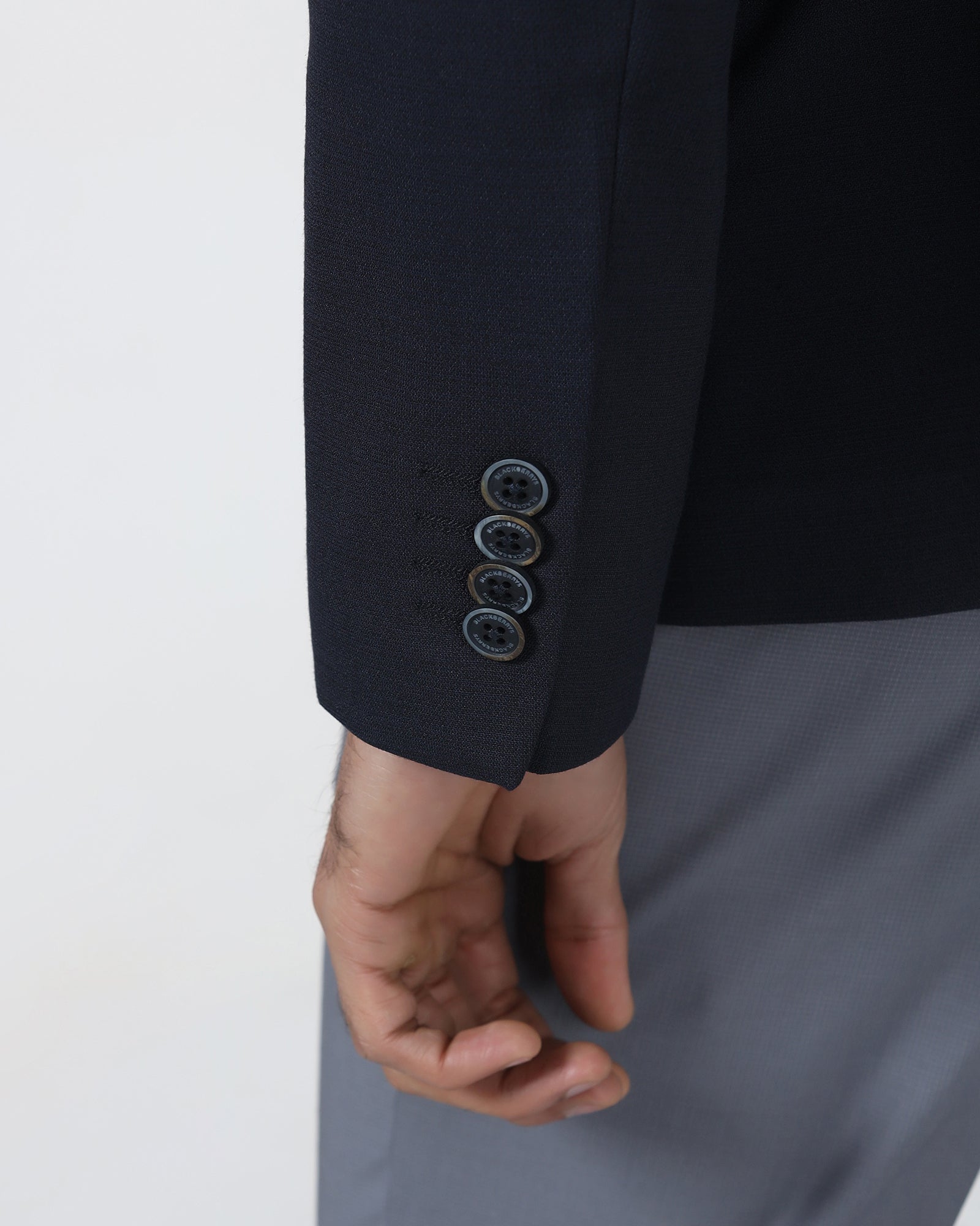 Navy Textured Blazer - Denzel