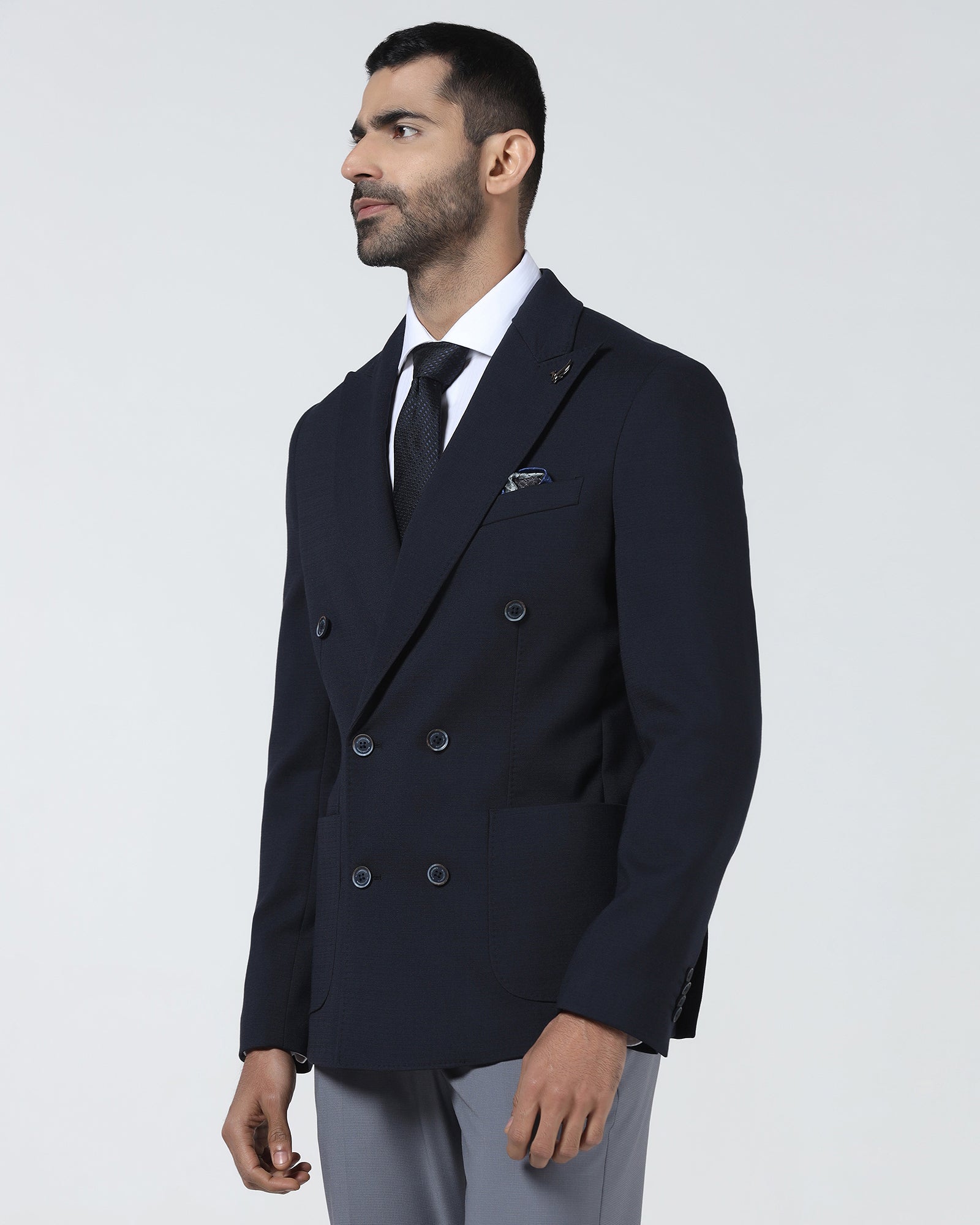 Navy Textured Blazer - Denzel