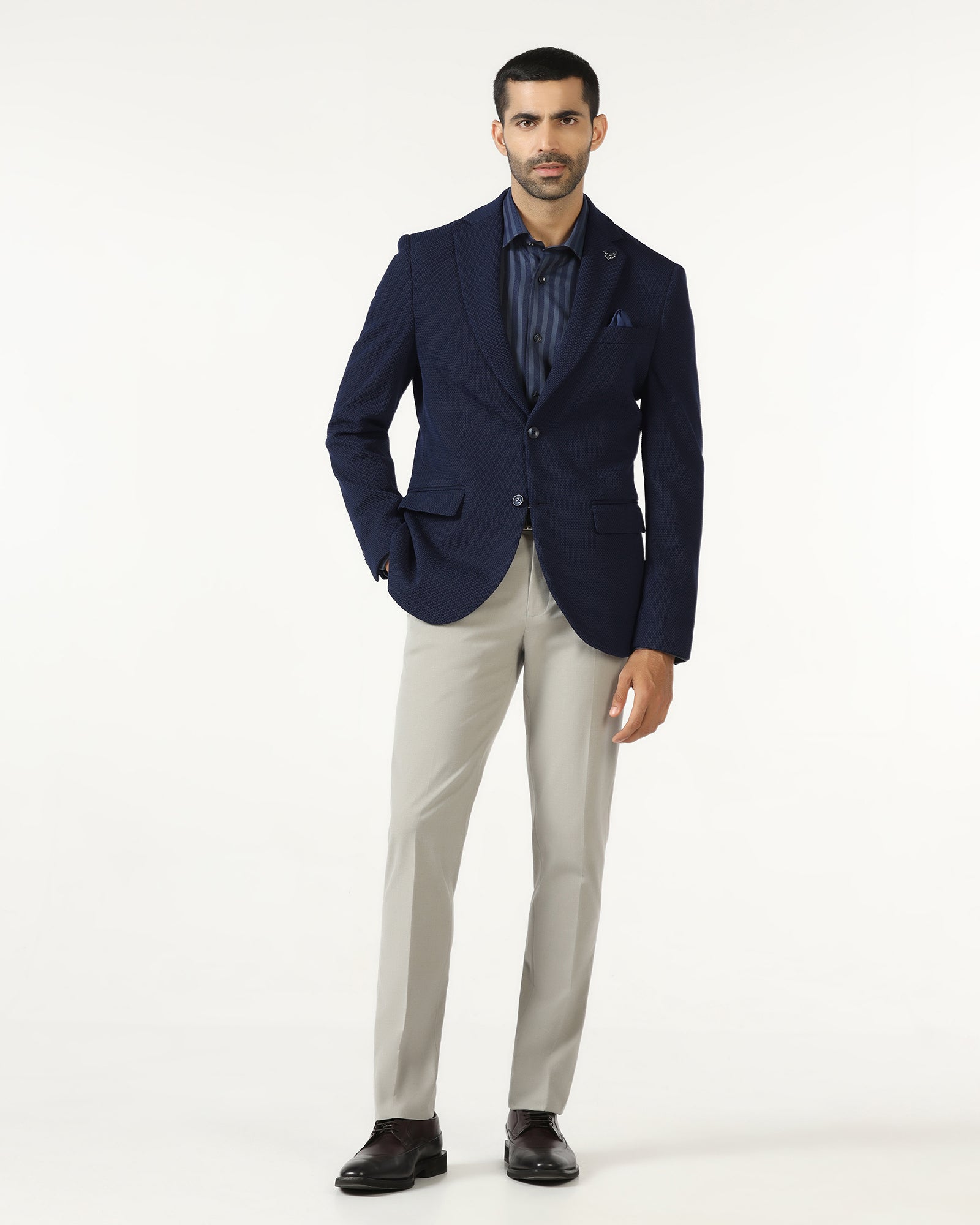 Navy Textured Blazer - Campari