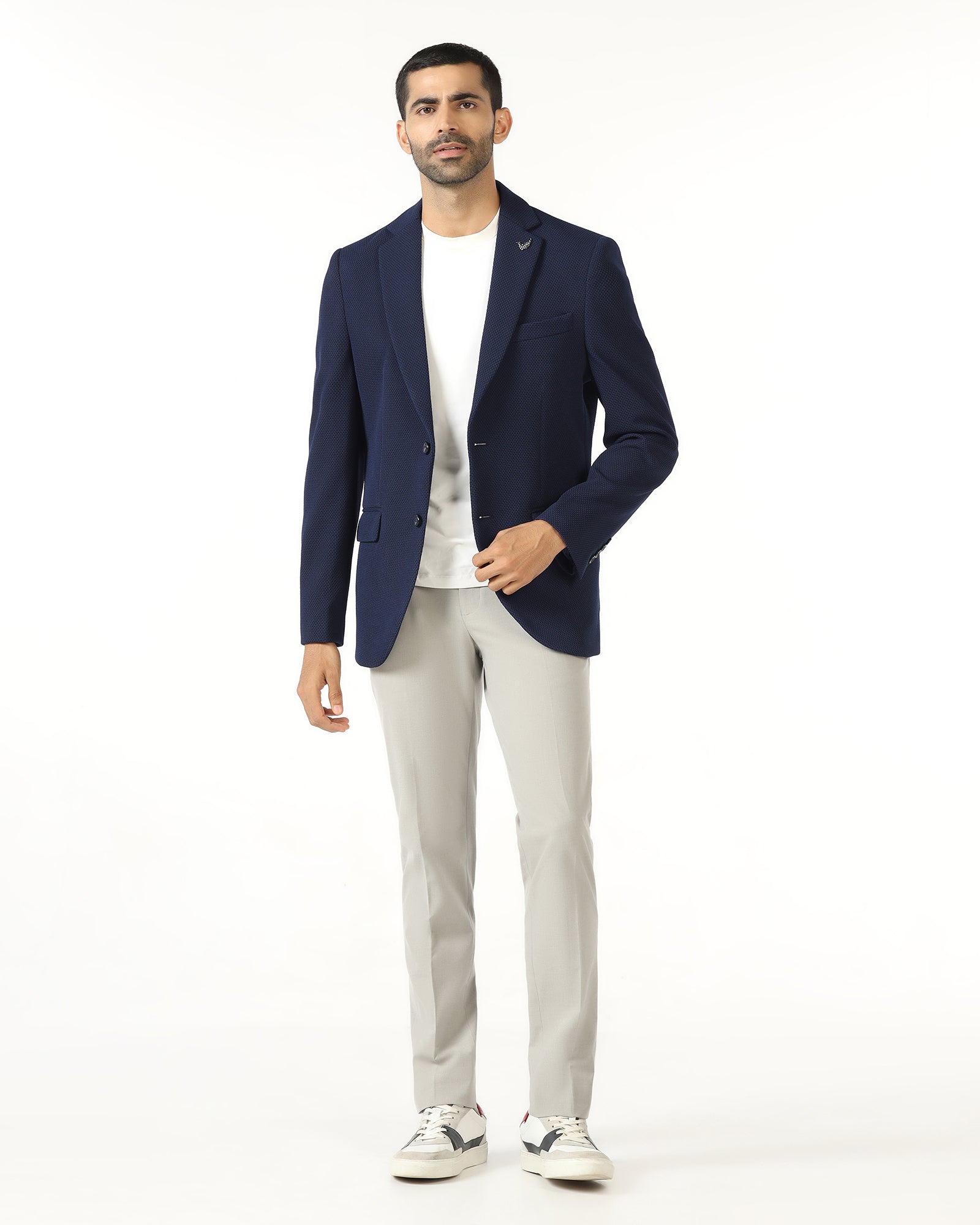 Navy Textured Blazer - Campari