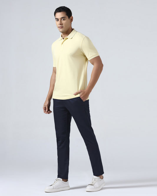 Navy Textured Khakis - Aurea