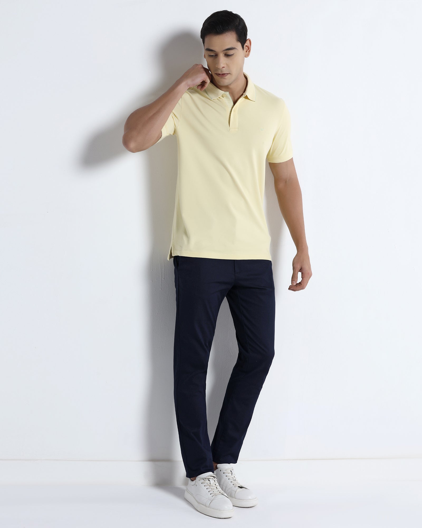 Navy Textured Khakis - Aurea