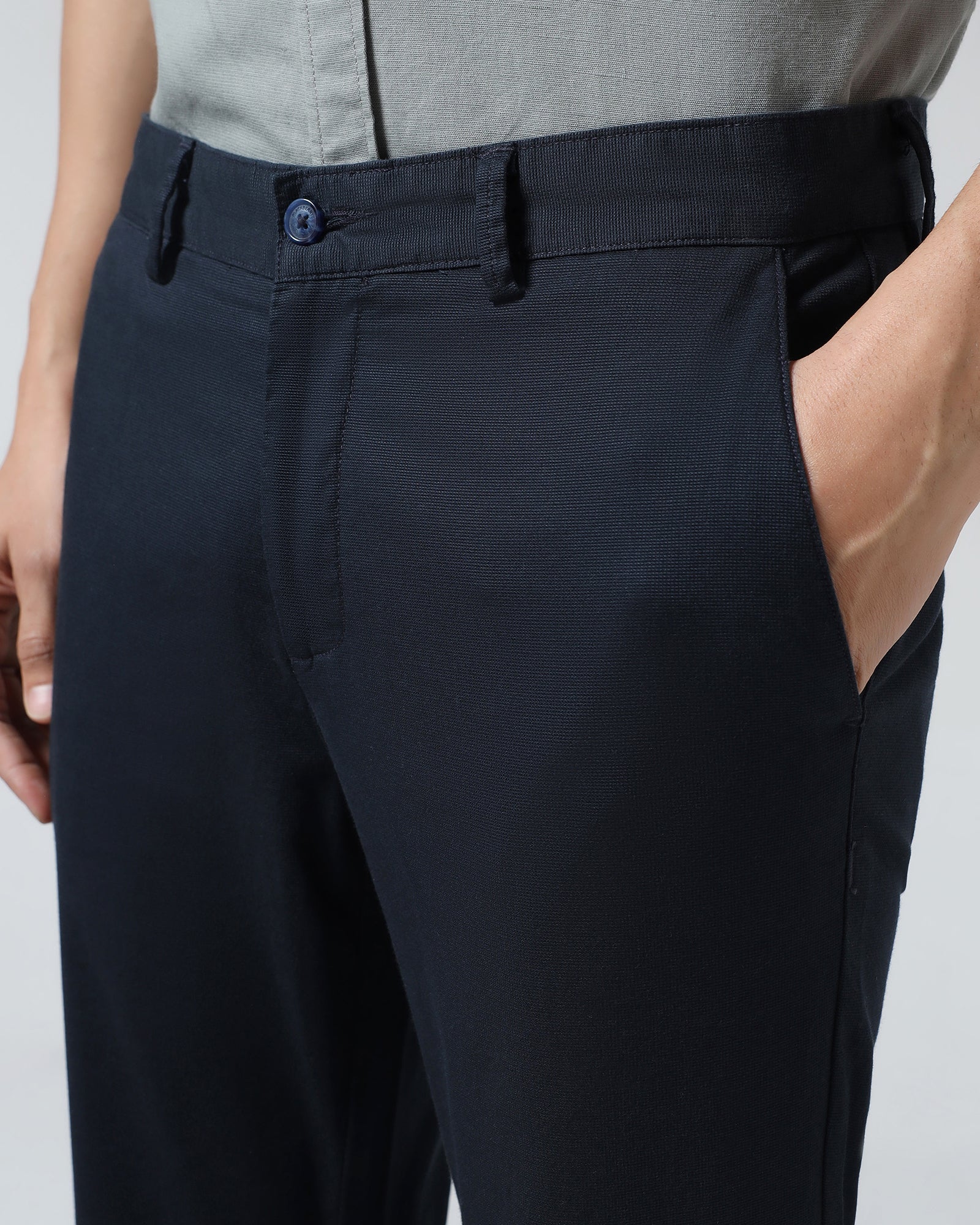 Navy Textured Khakis - Portico