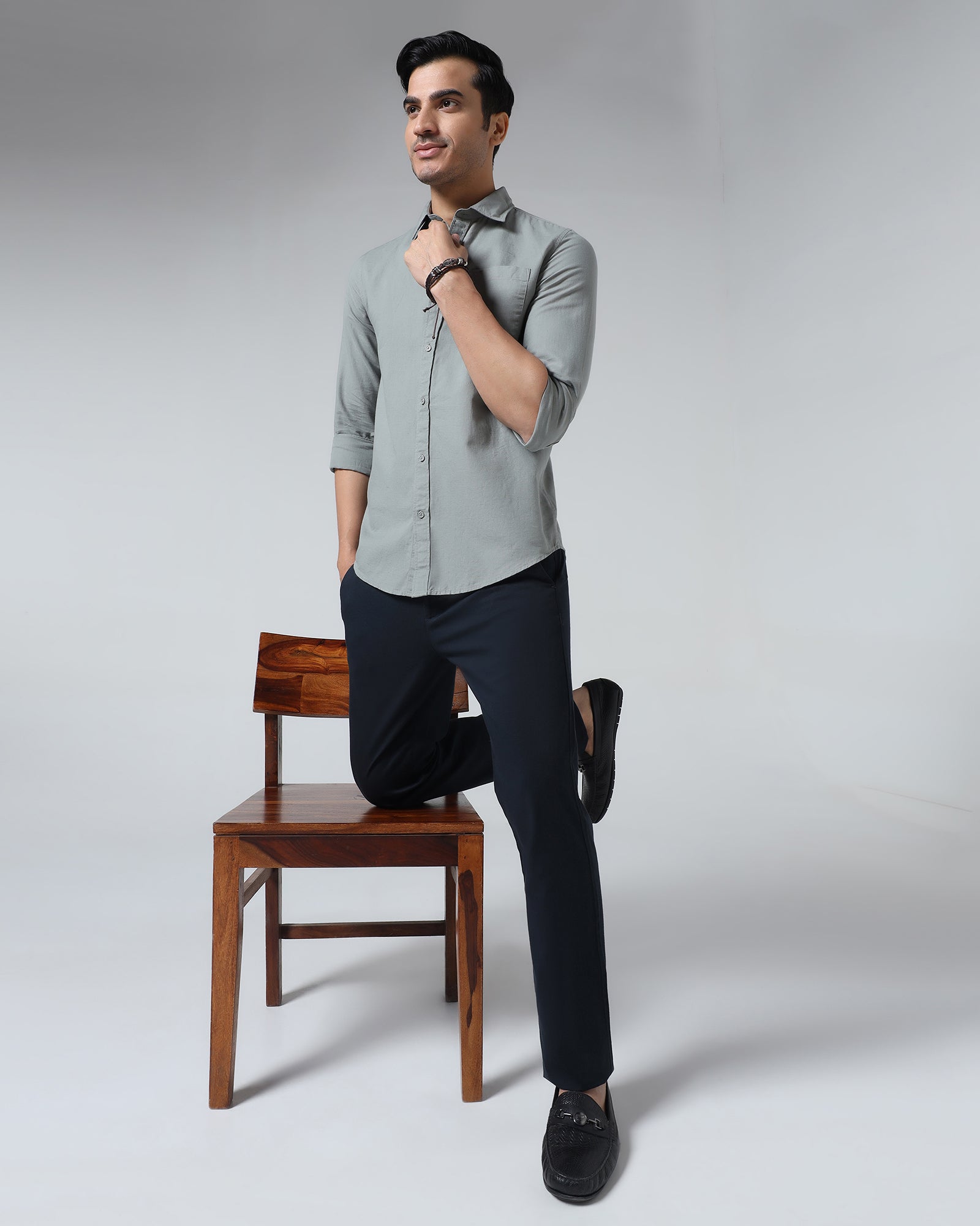 Navy Textured Khakis - Portico