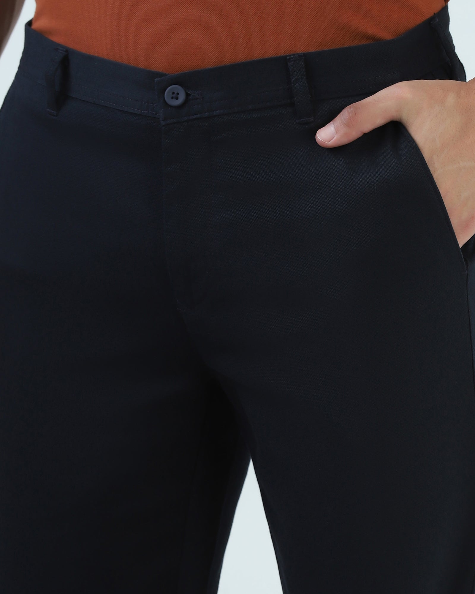 Navy Textured Khakis - Wide