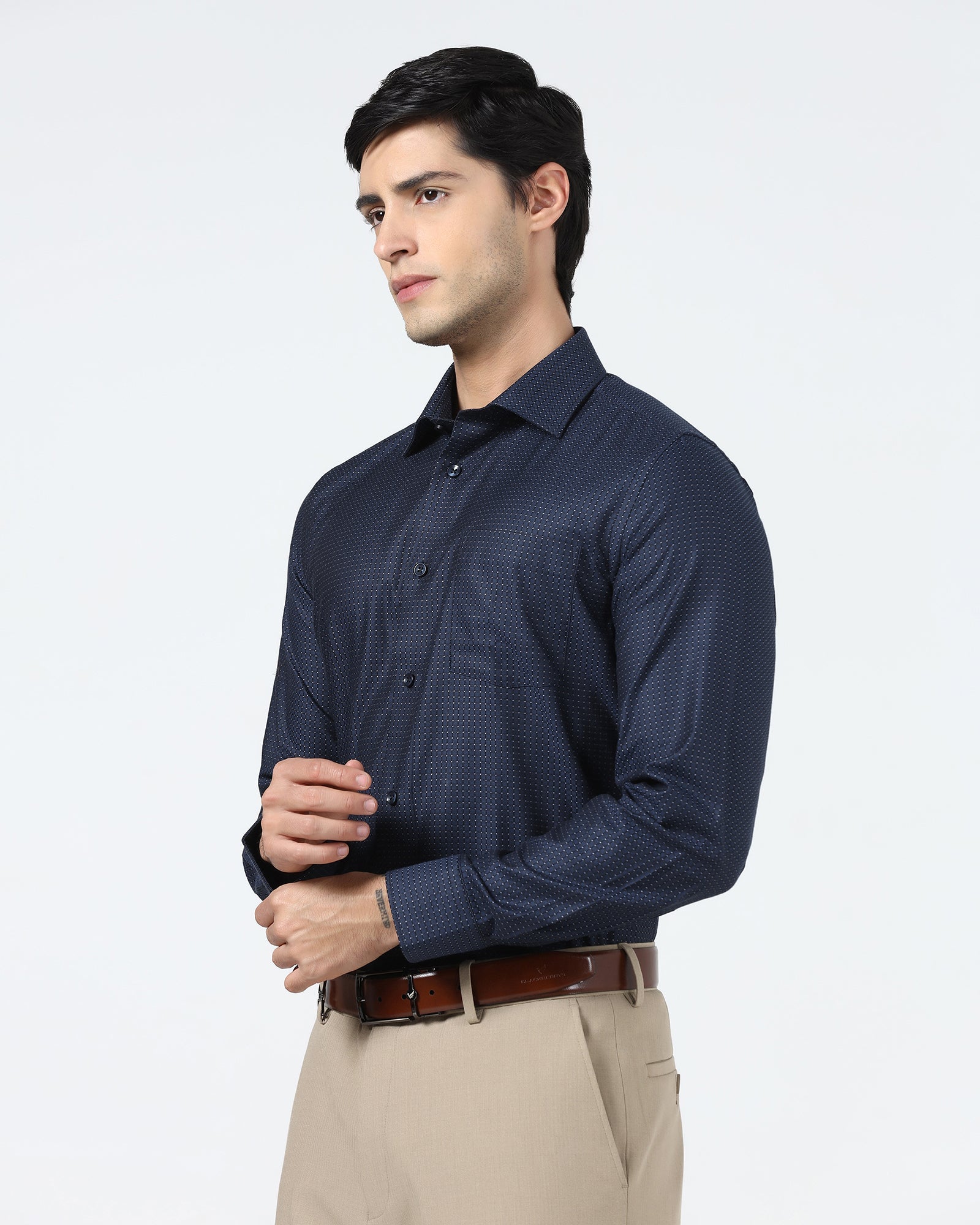 Navy Textured Shirt - Atlas
