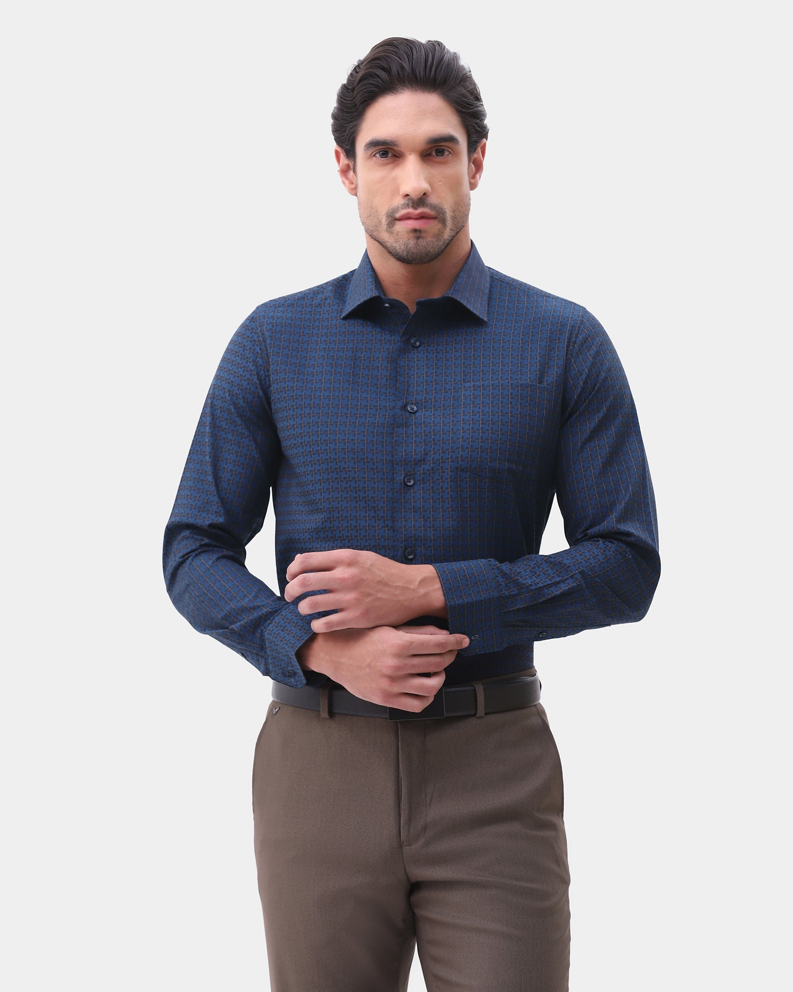 Navy Textured Shirt - Cizok