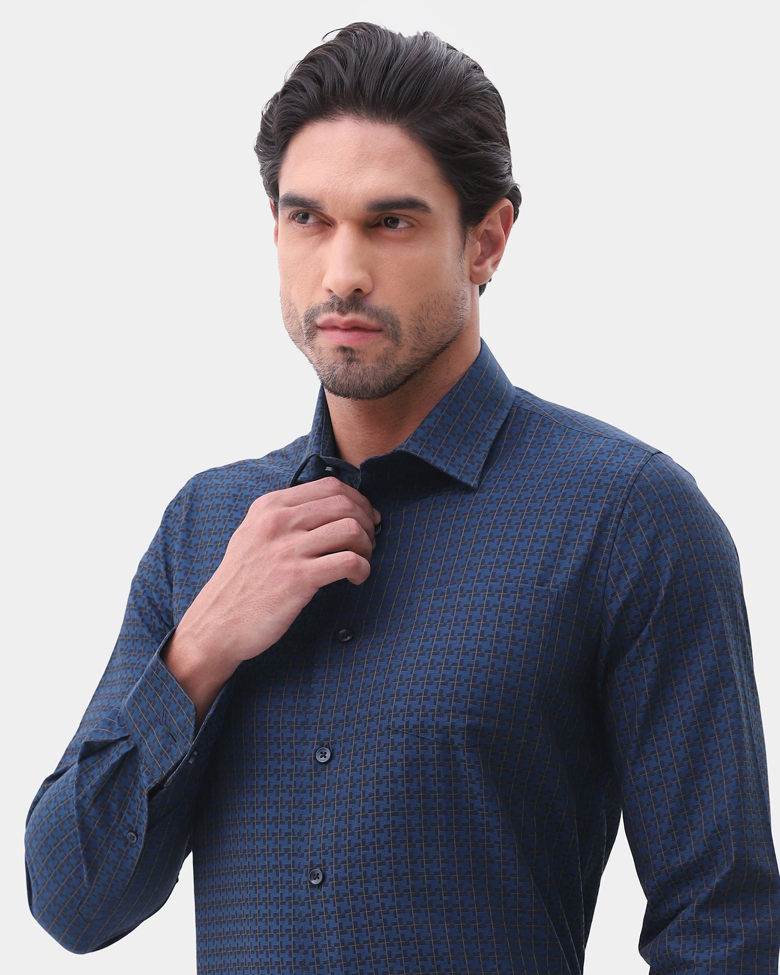 Navy Textured Shirt - Cizok