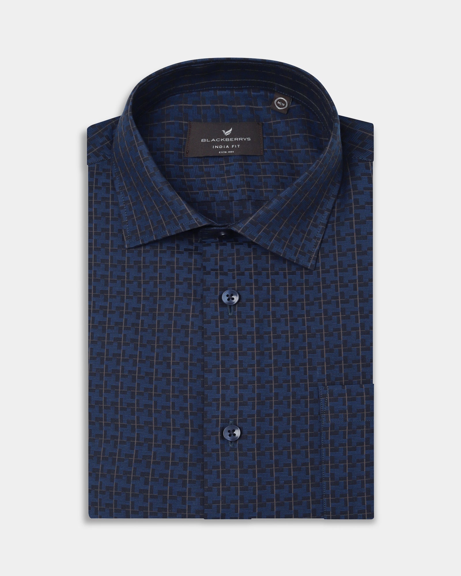 Navy Textured Shirt - Cizok