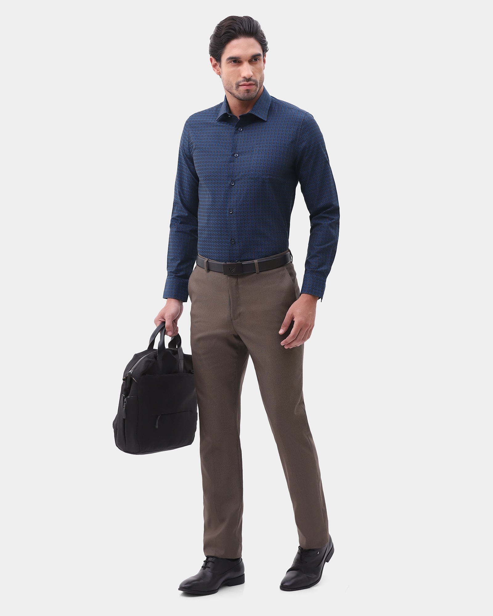 Navy Textured Shirt - Cizok