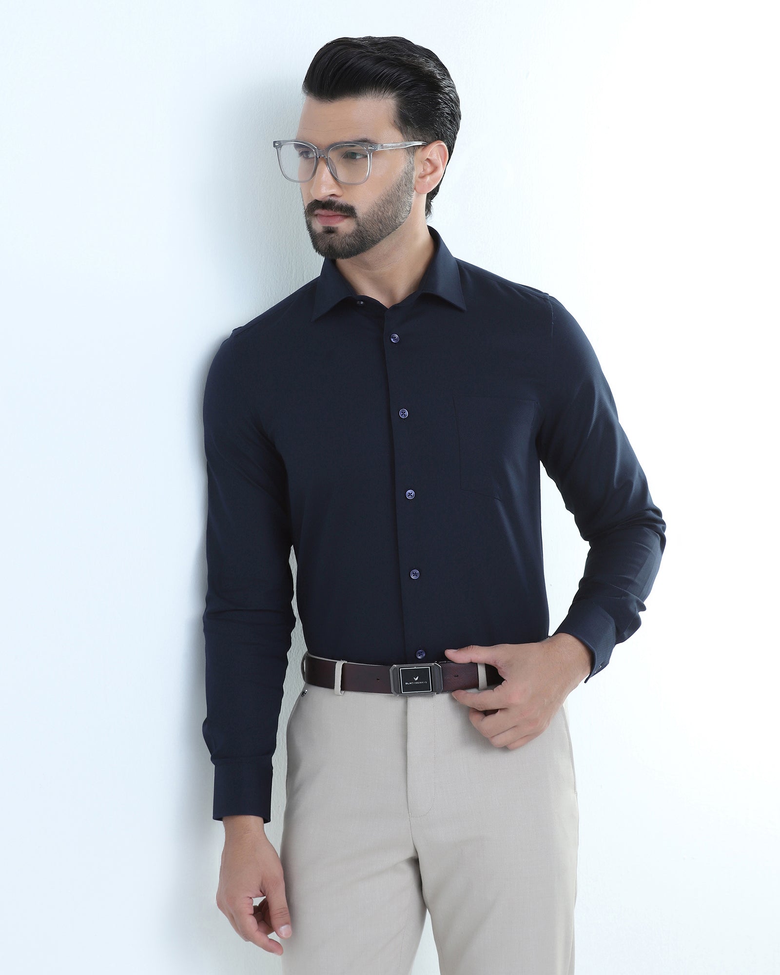 Navy Textured Shirt - Juno