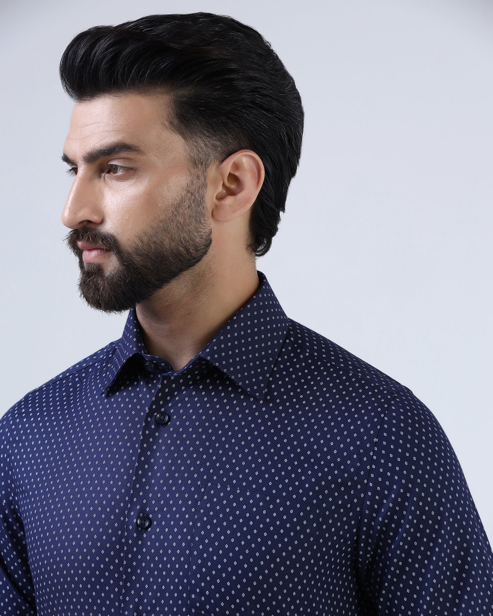 Navy Textured Shirt - Melan