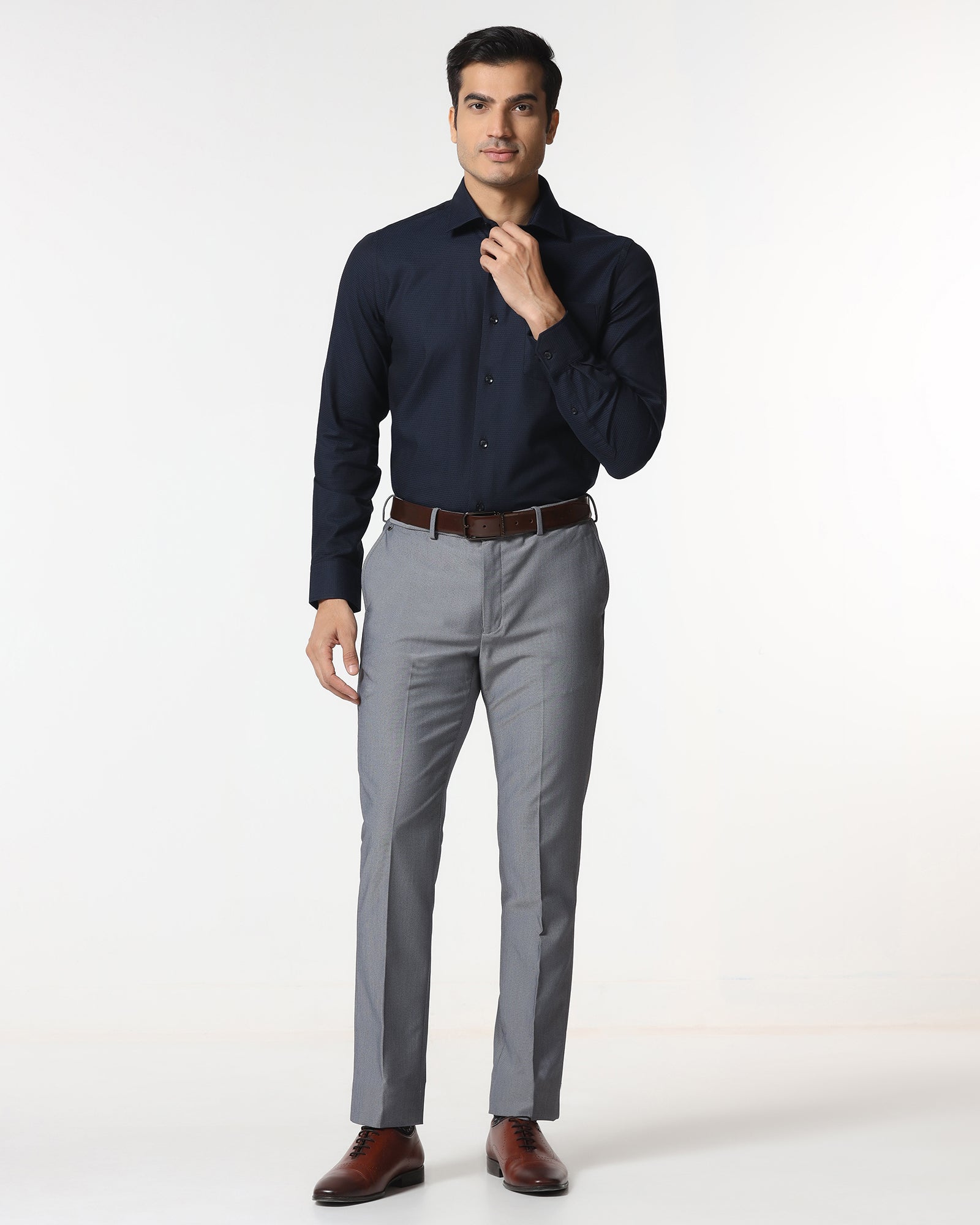 Navy Textured Shirt - Robin