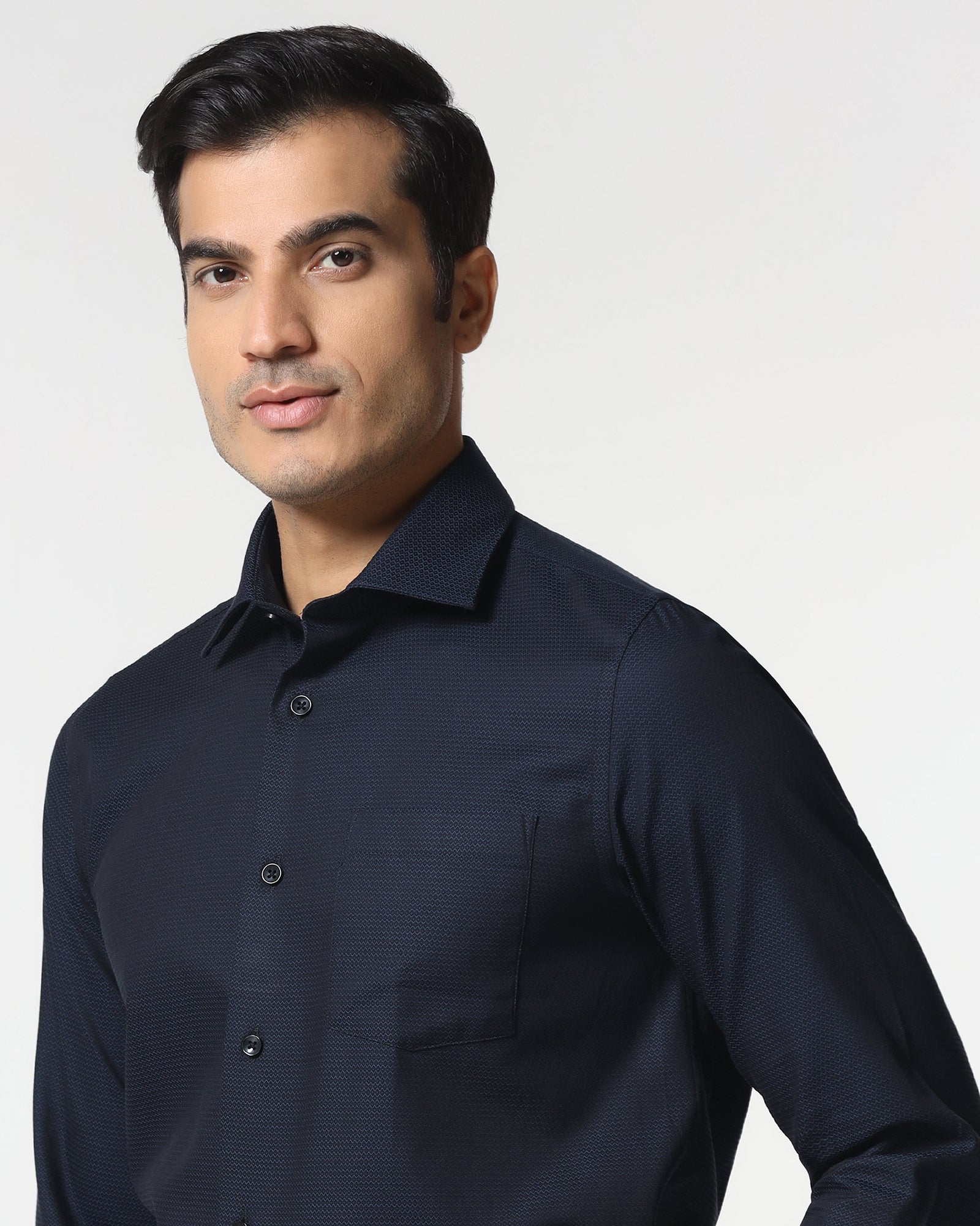 Navy Textured Shirt - Robin