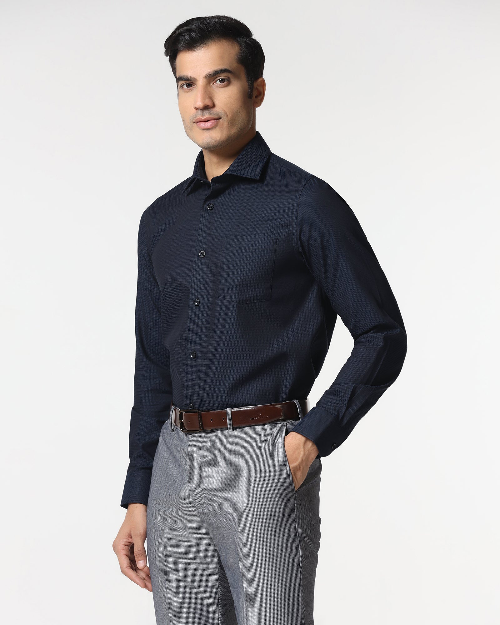 Navy Textured Shirt - Robin