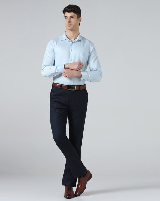 Navy Textured Trouser