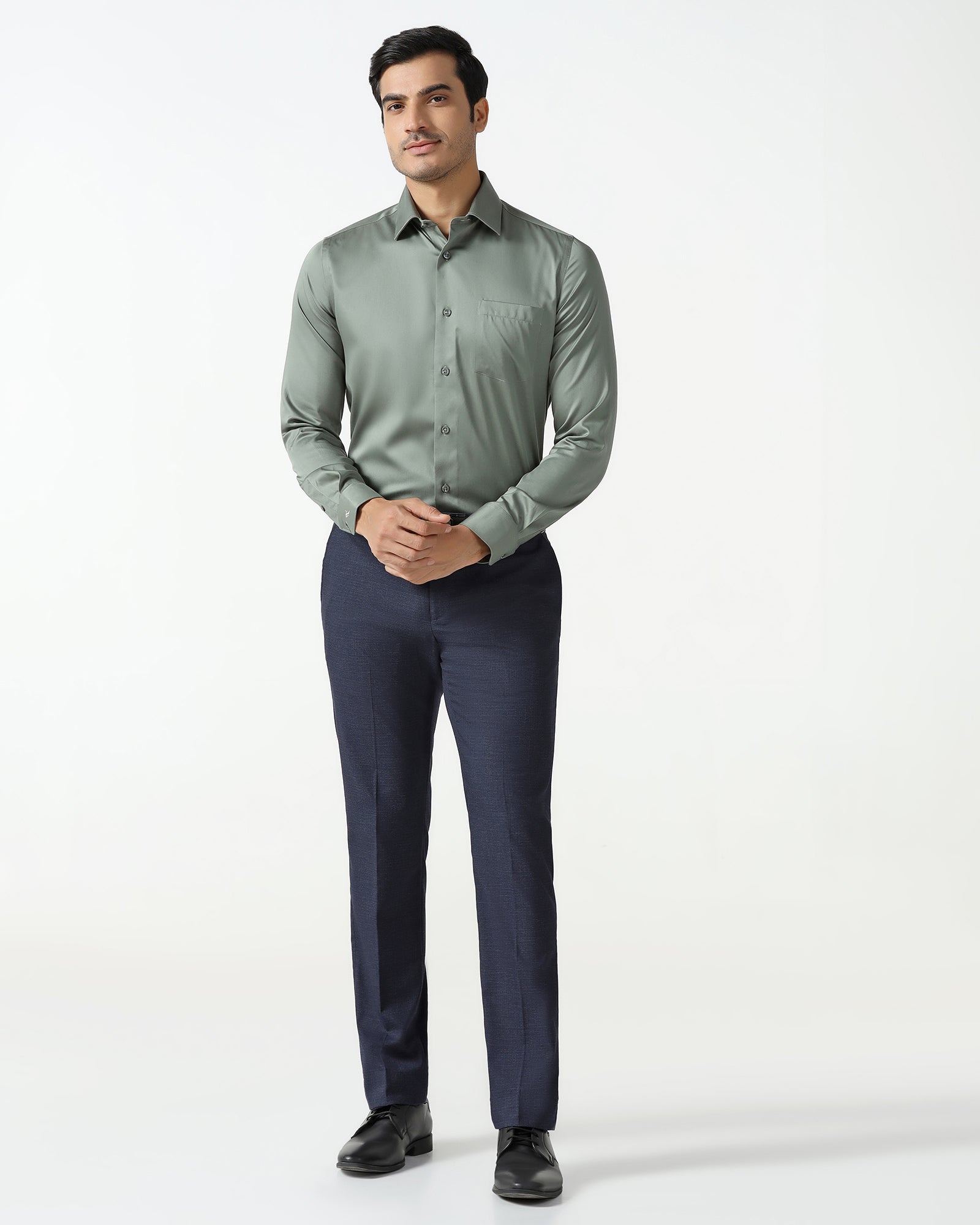 Navy Textured Trouser - Barrel