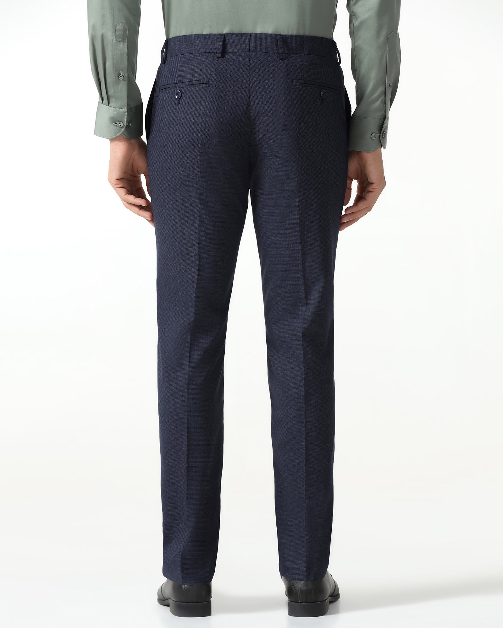 Navy Textured Trouser - Barrel
