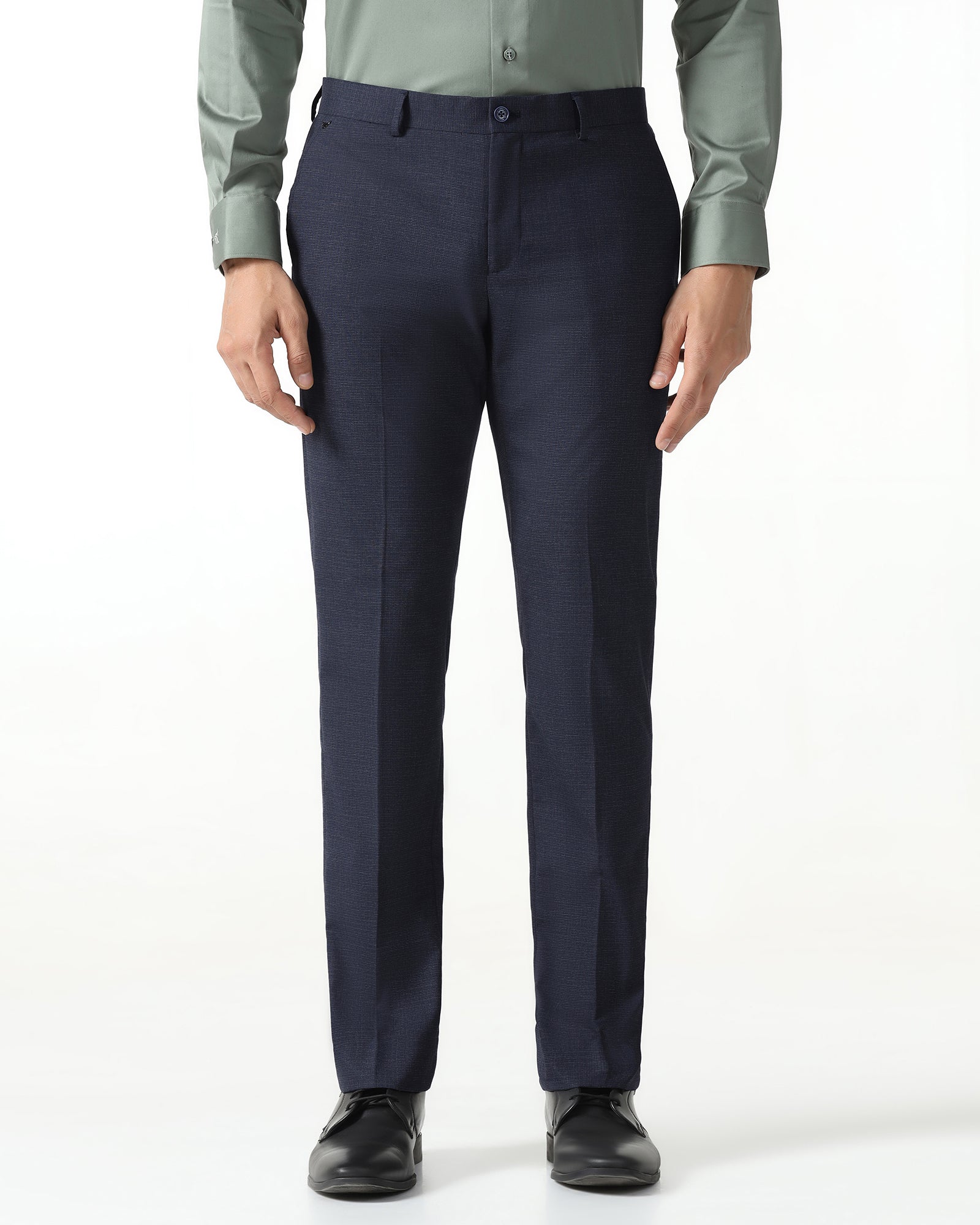 Navy Textured Trouser - Barrel