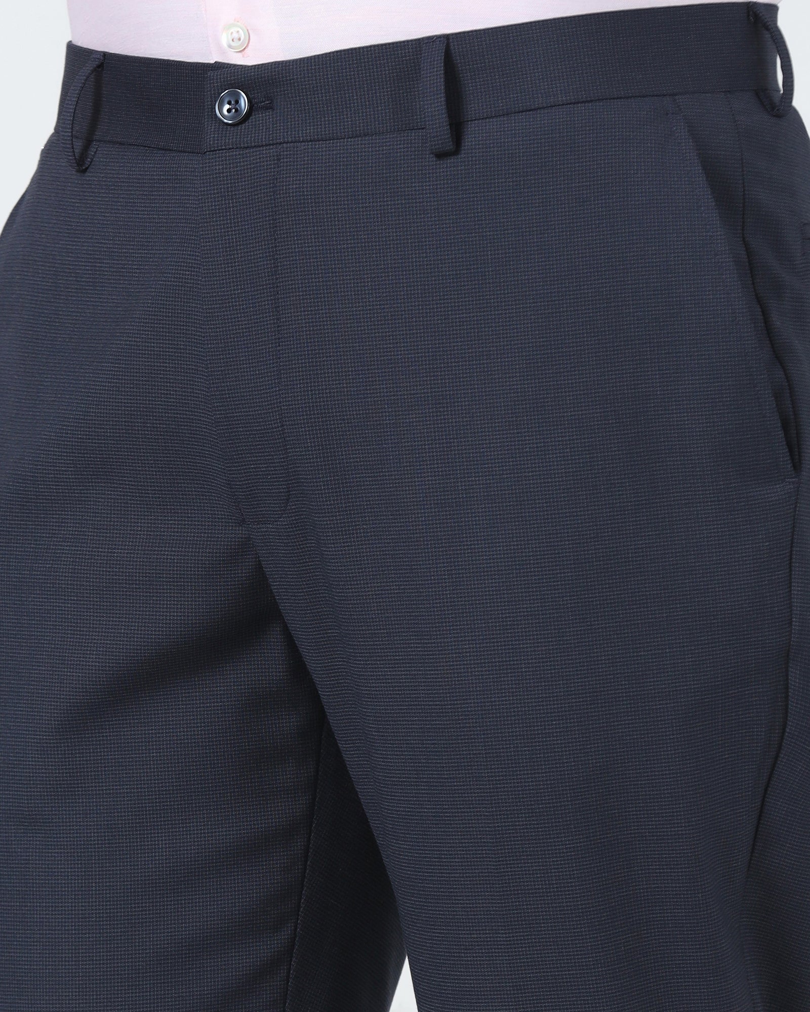 Navy Textured Trouser - Bernardo
