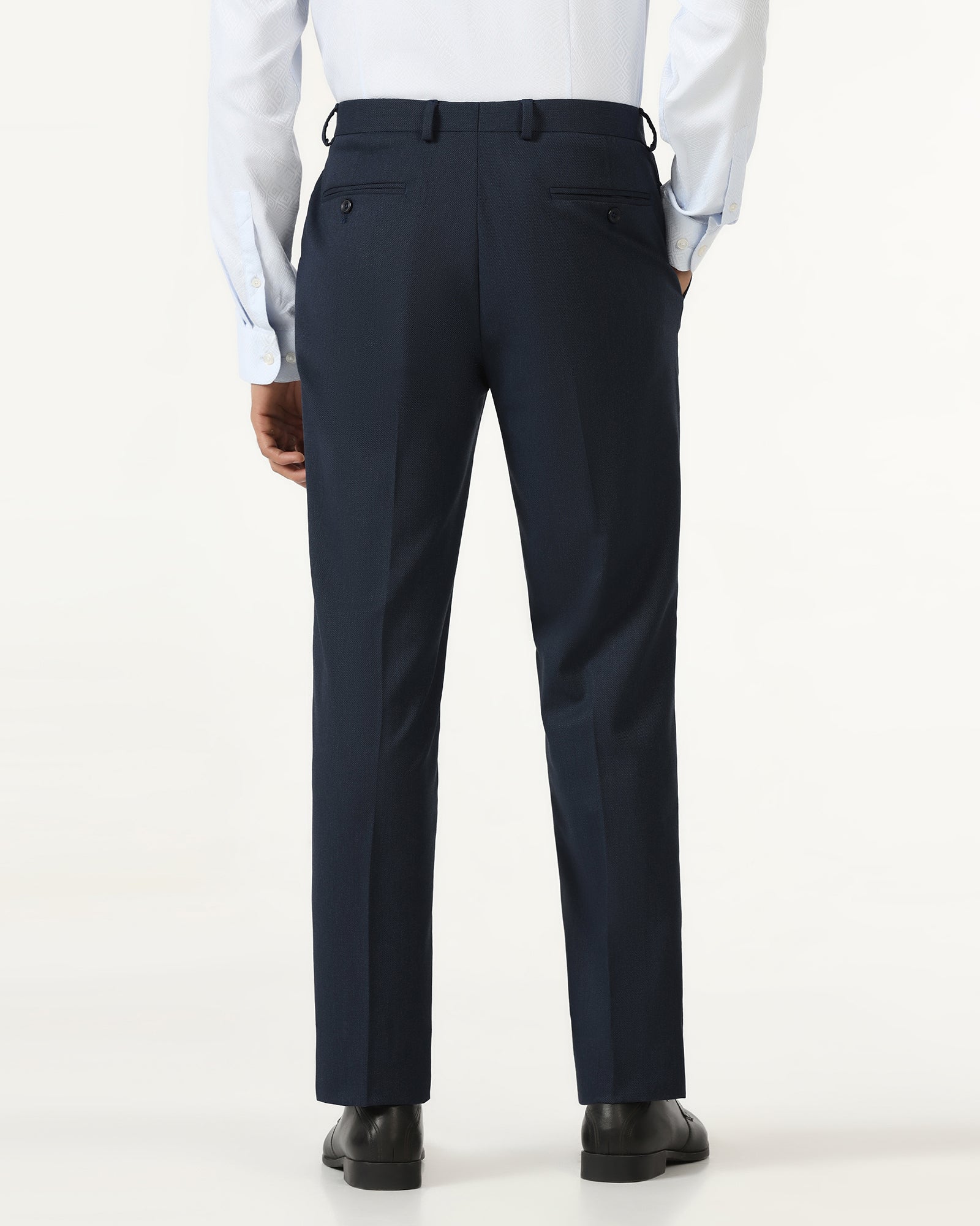 Navy Textured Trouser - Chivas