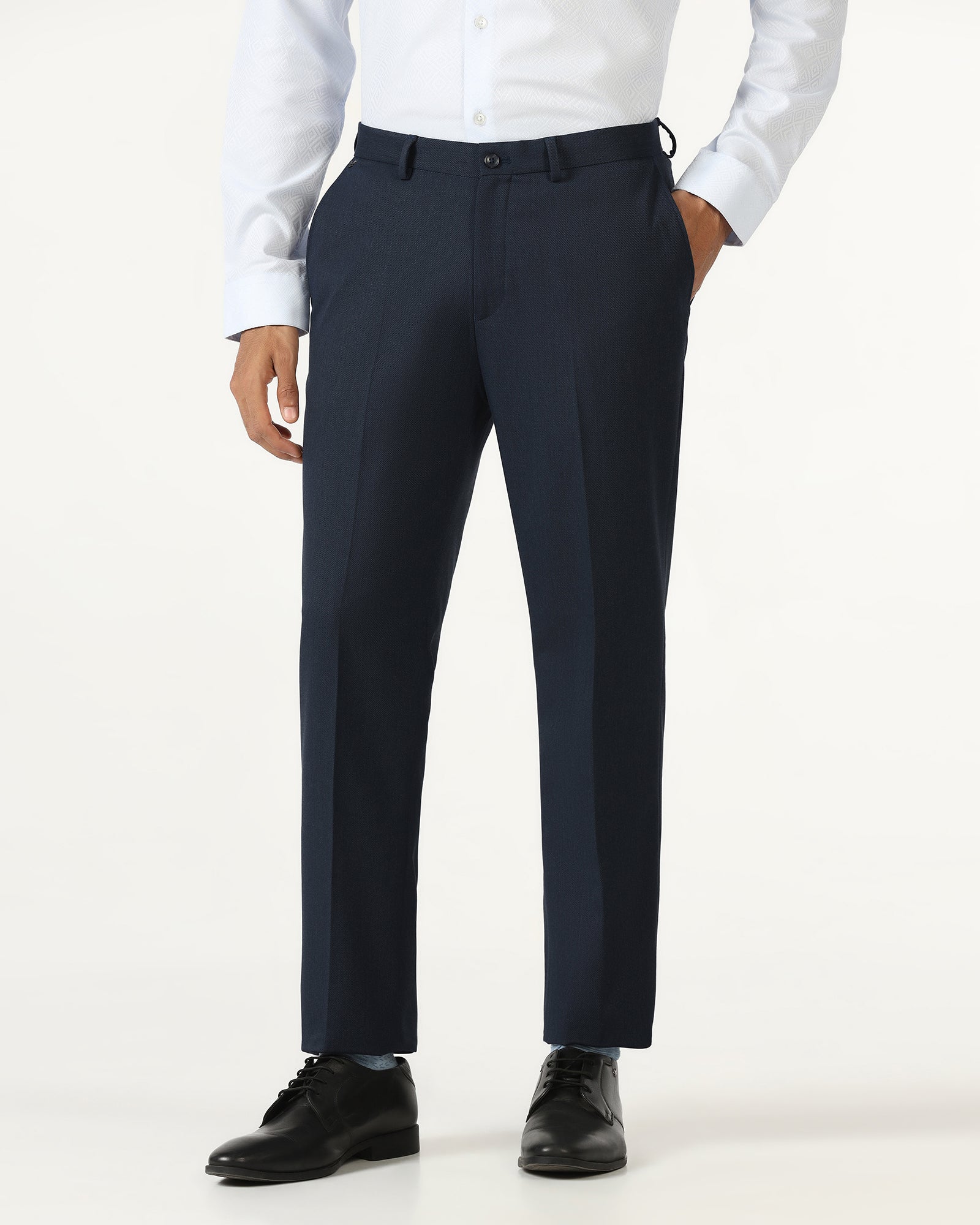 Navy Textured Trouser - Chivas