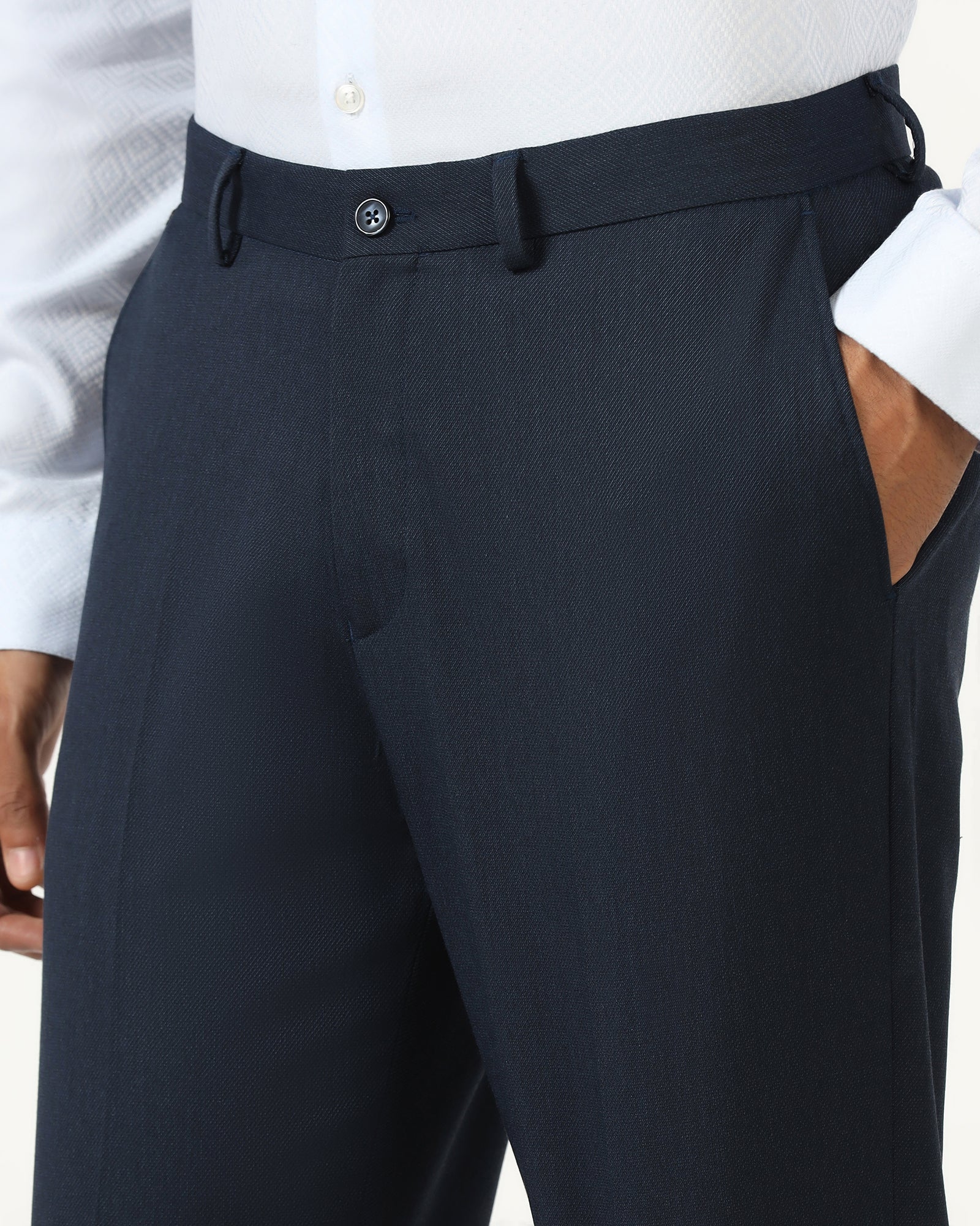 Navy Textured Trouser - Chivas