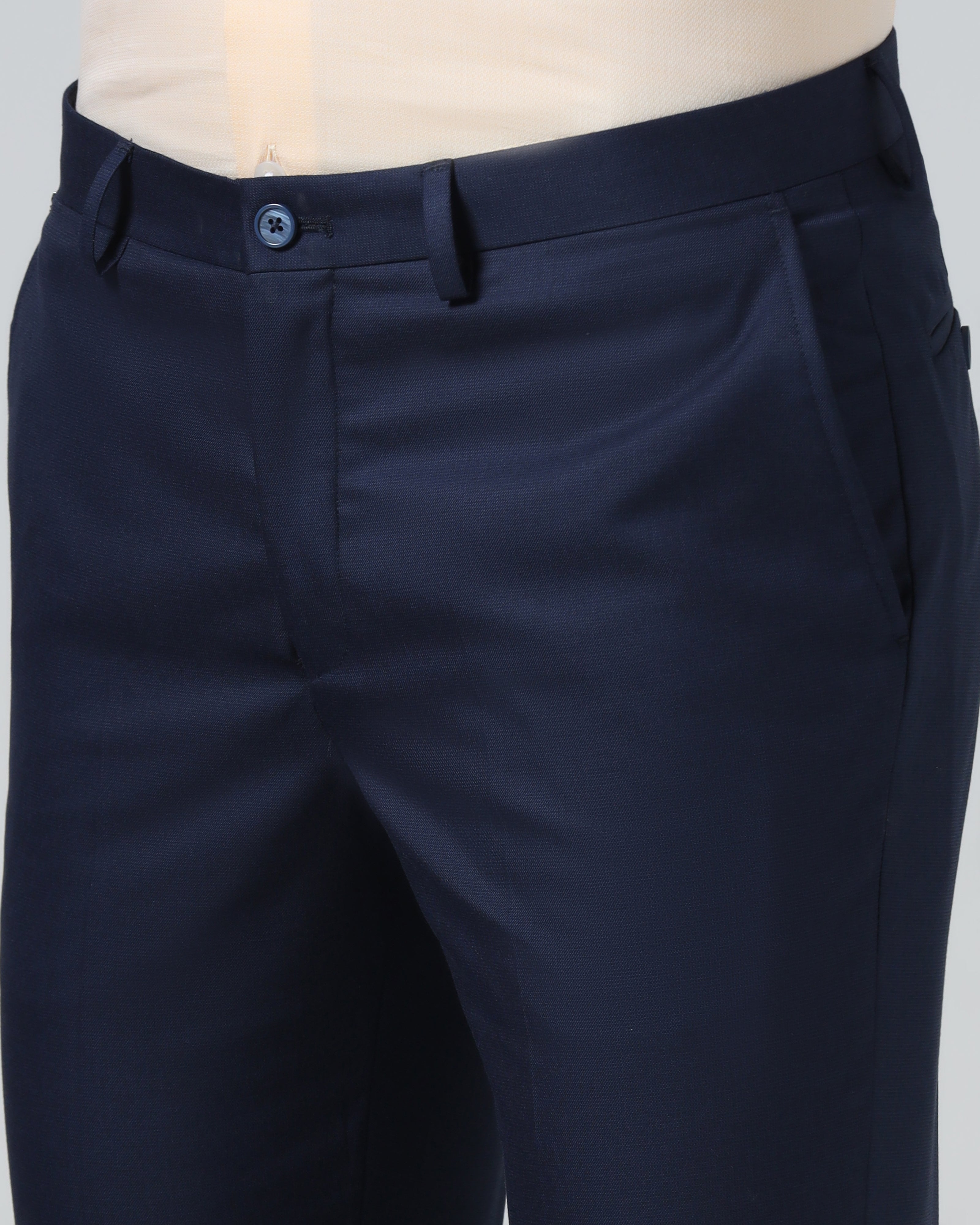 Navy Textured Trouser
