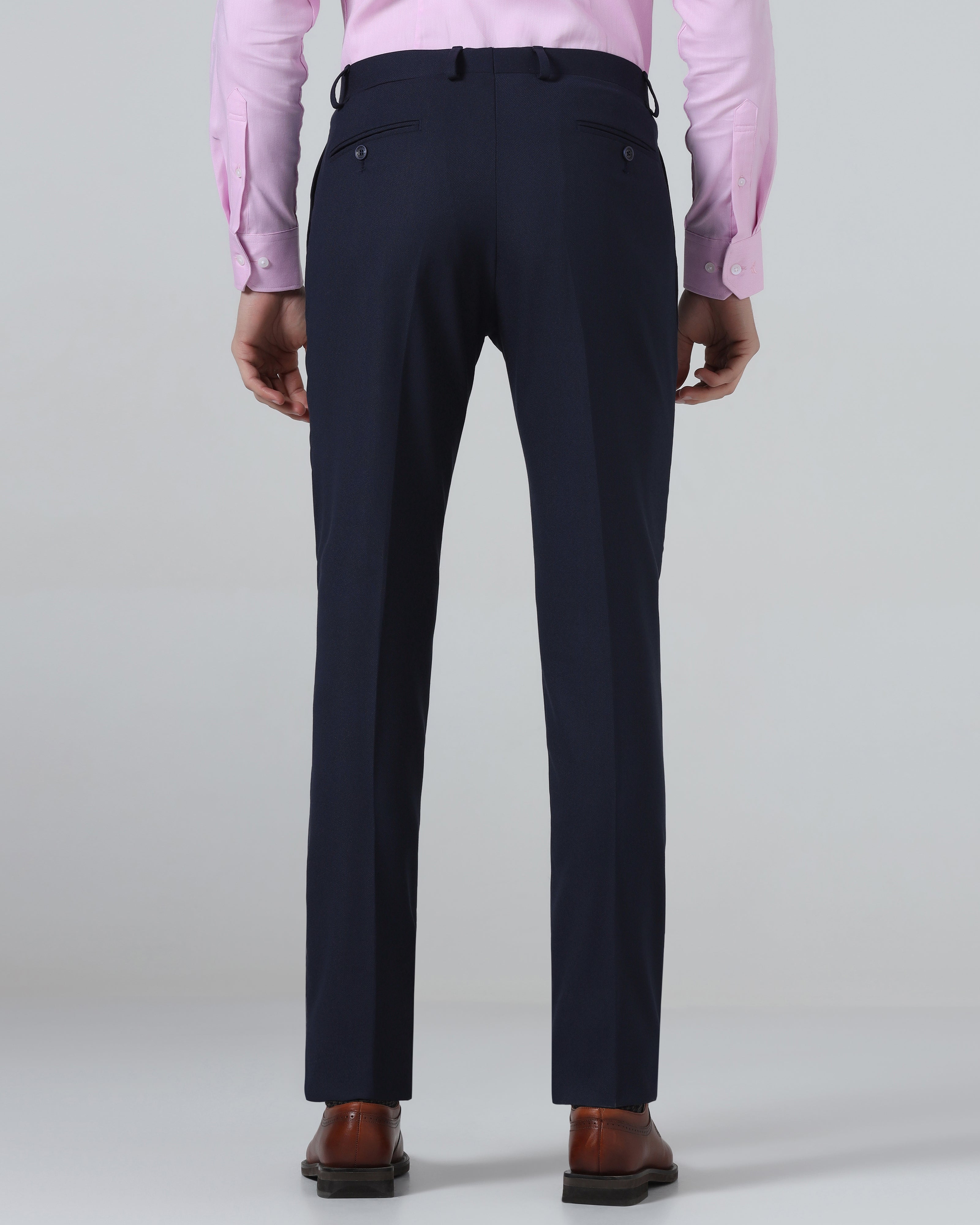 Navy Textured Trouser