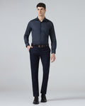 Navy Textured Trouser