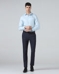 Navy Textured Trouser