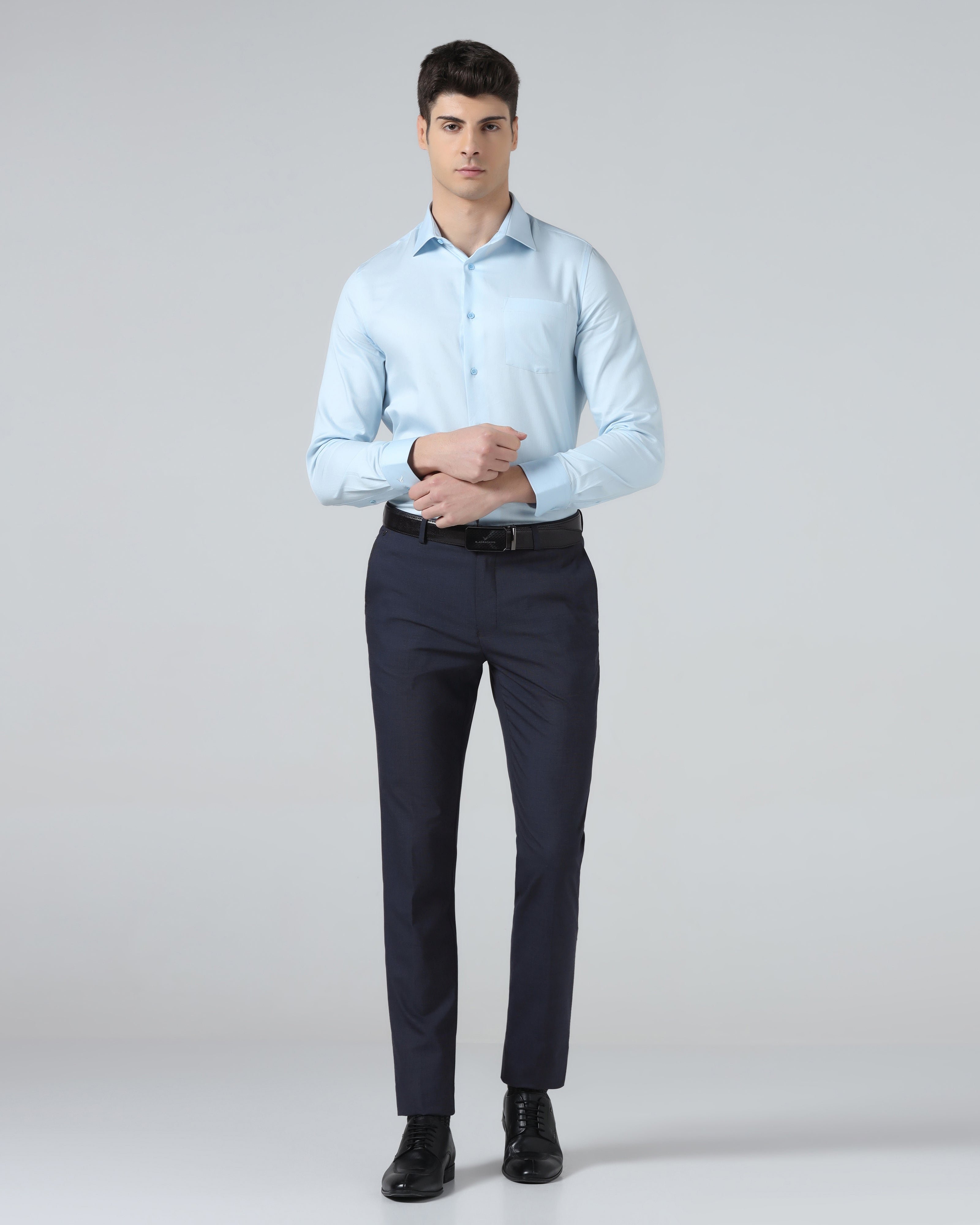 Navy Textured Trouser