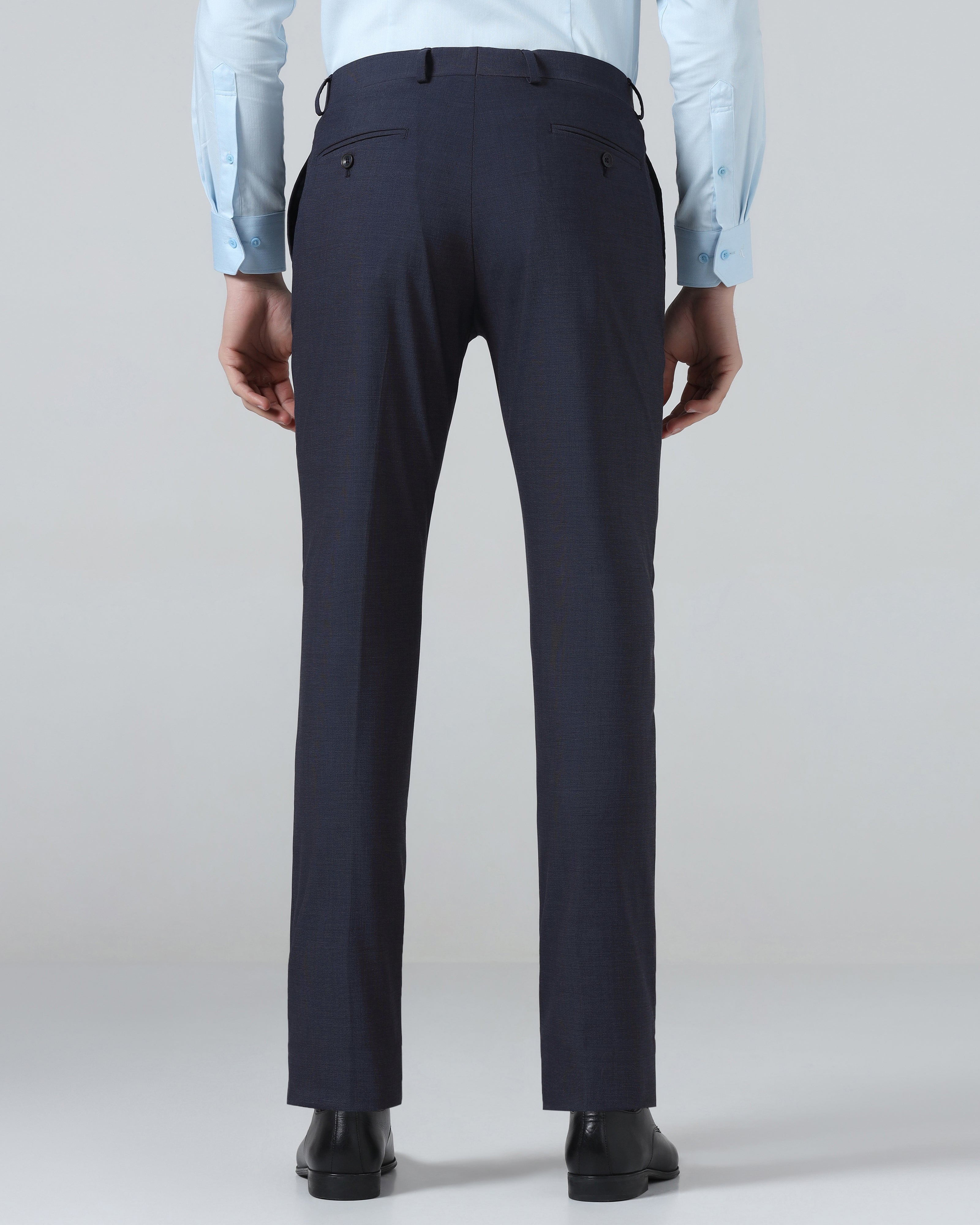 Navy Textured Trouser