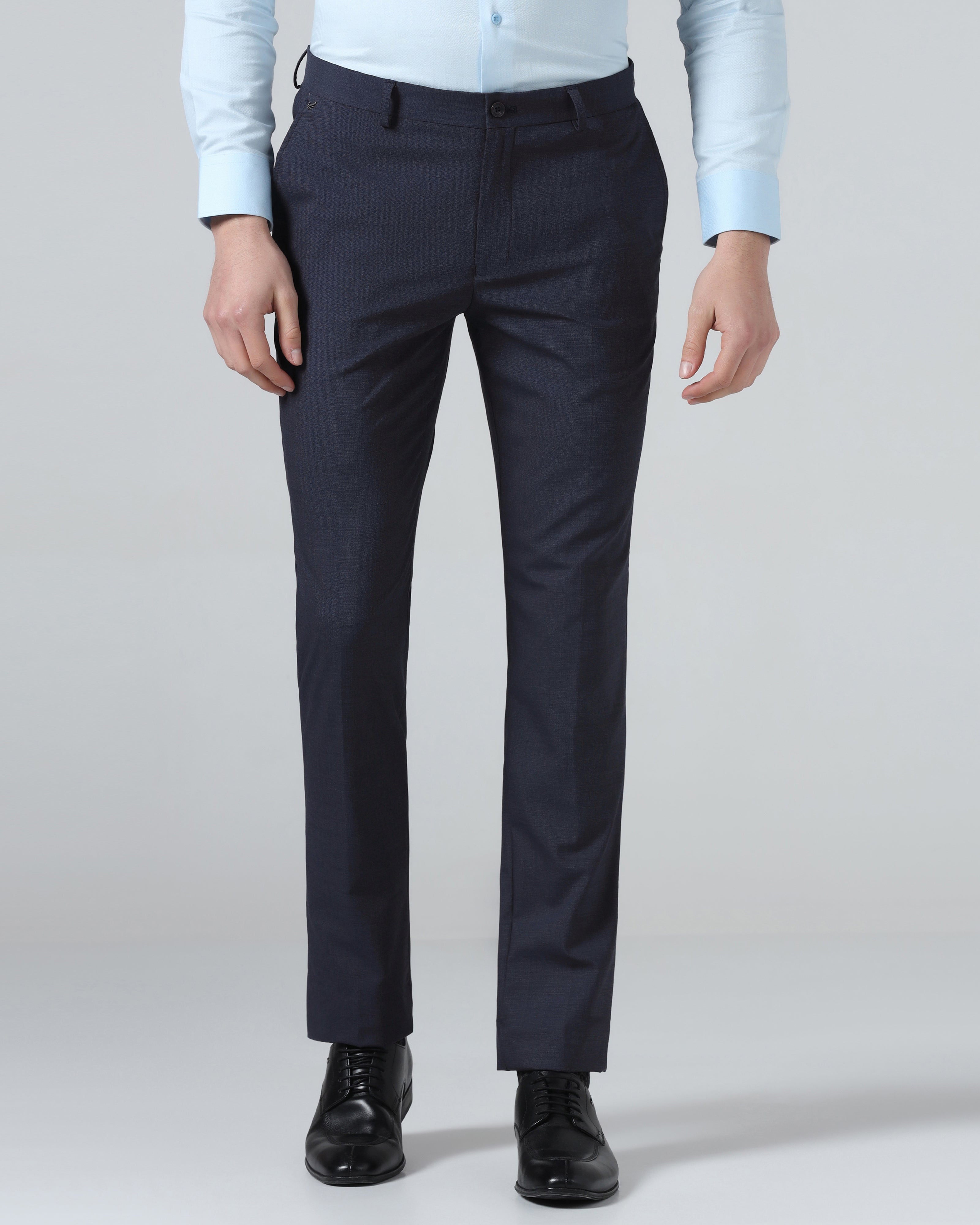 Navy Textured Trouser