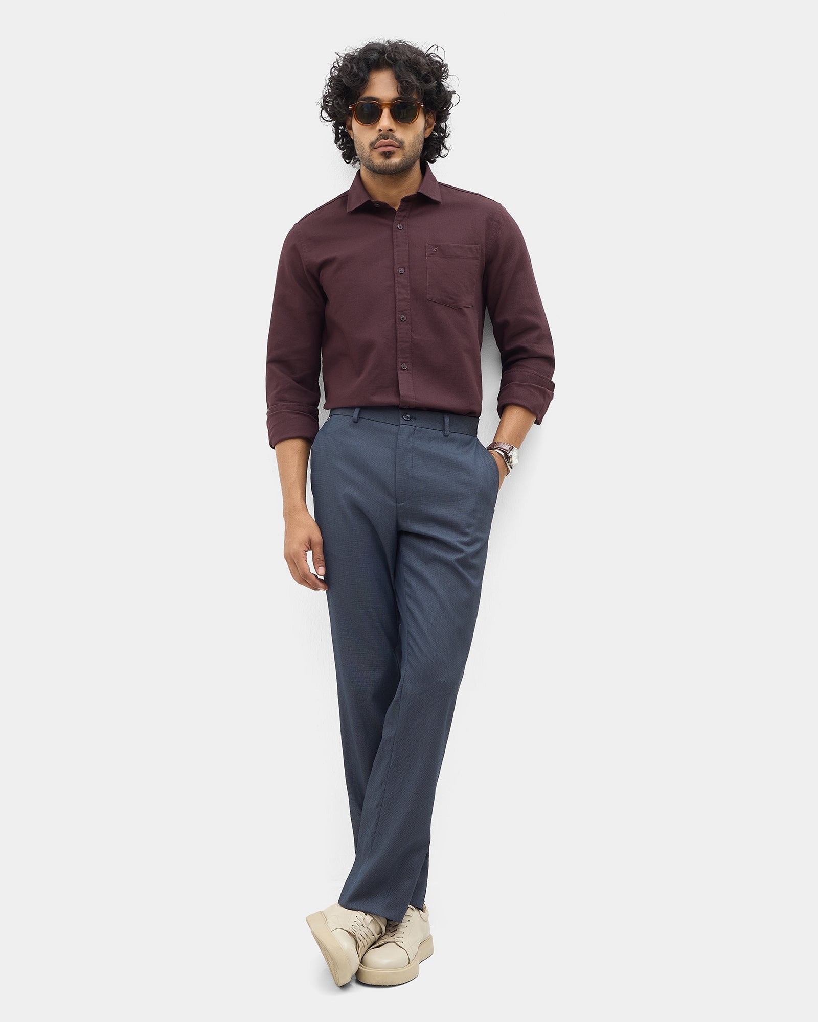Navy Textured Trouser - Edox