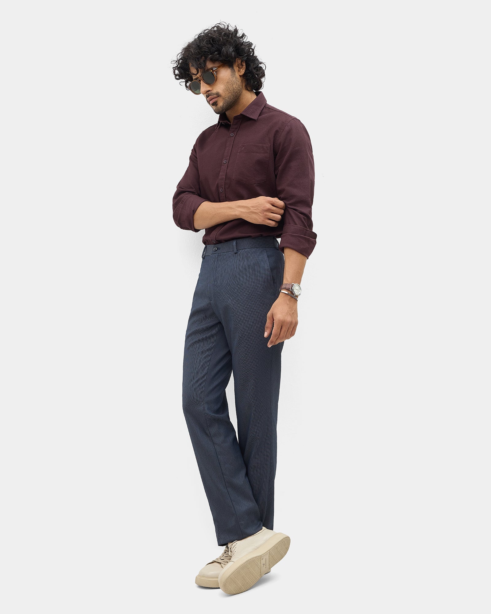Navy Textured Trouser - Edox