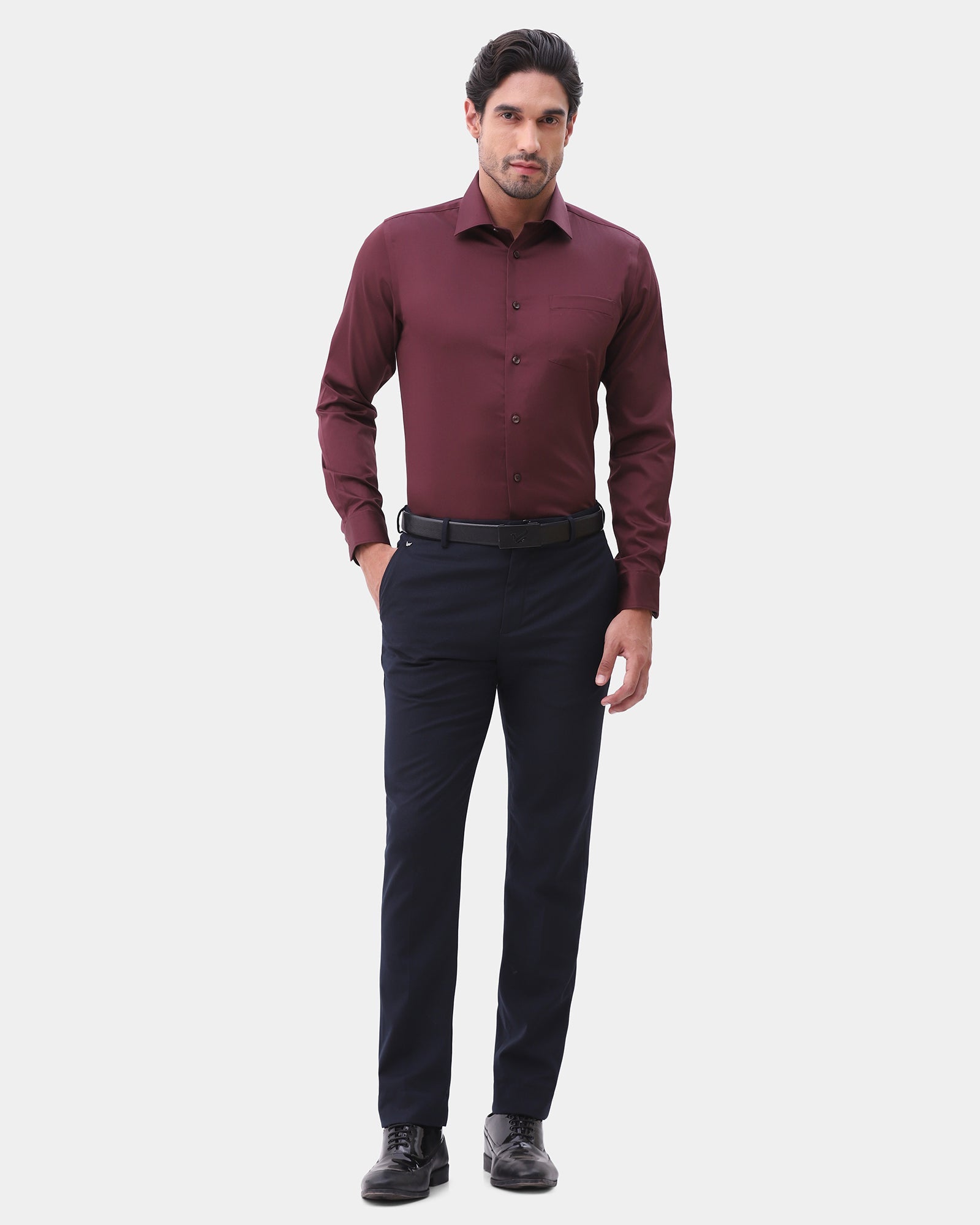 Navy Textured Trouser - Hyun