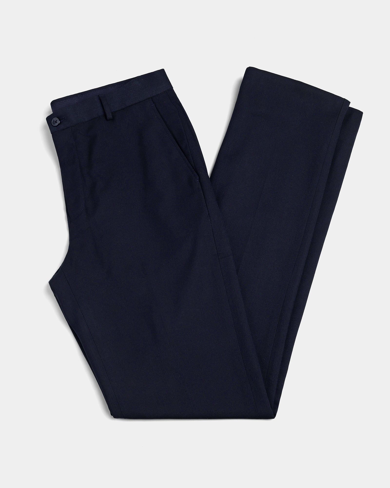 Navy Textured Trouser - Hyun