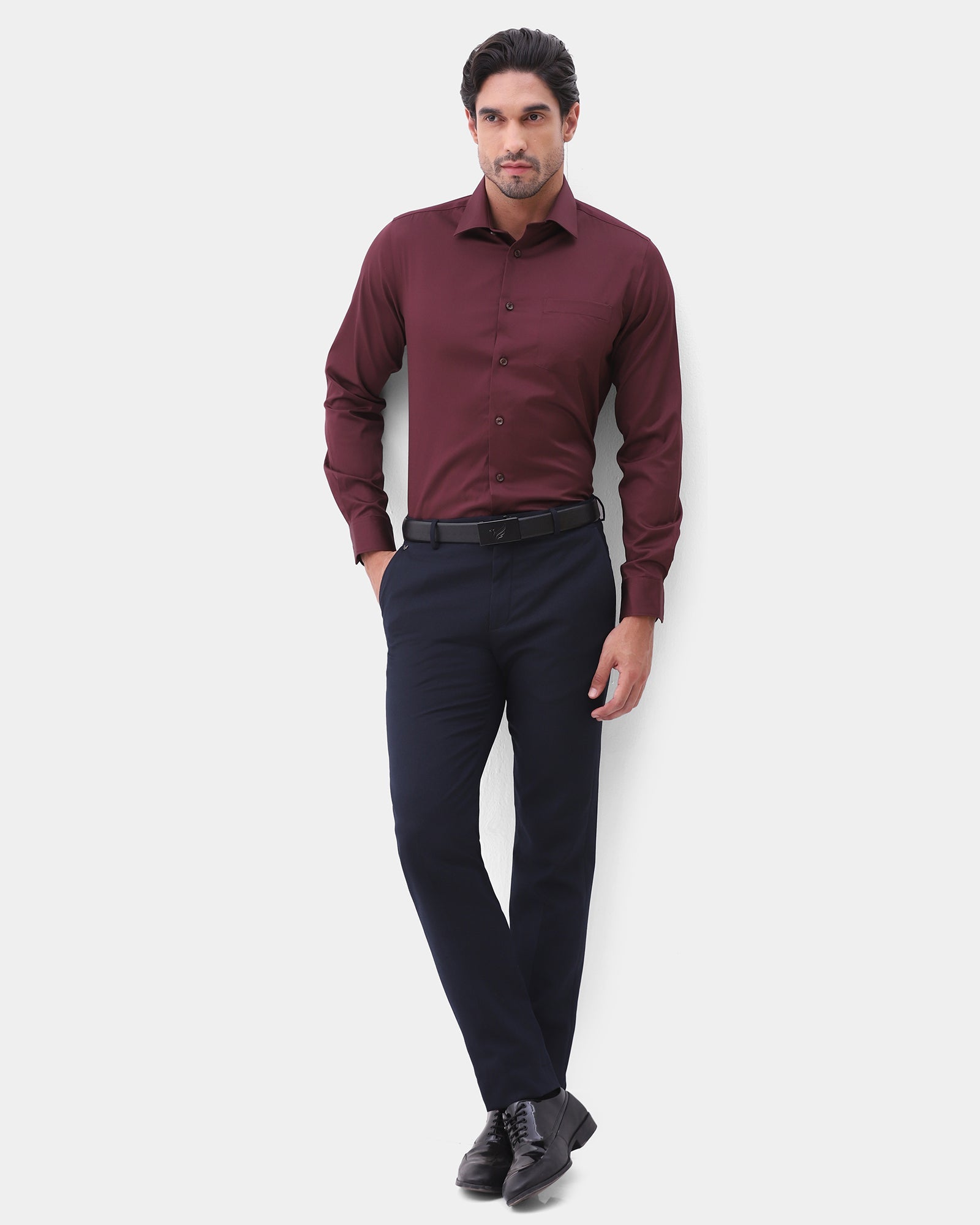 Navy Textured Trouser - Hyun