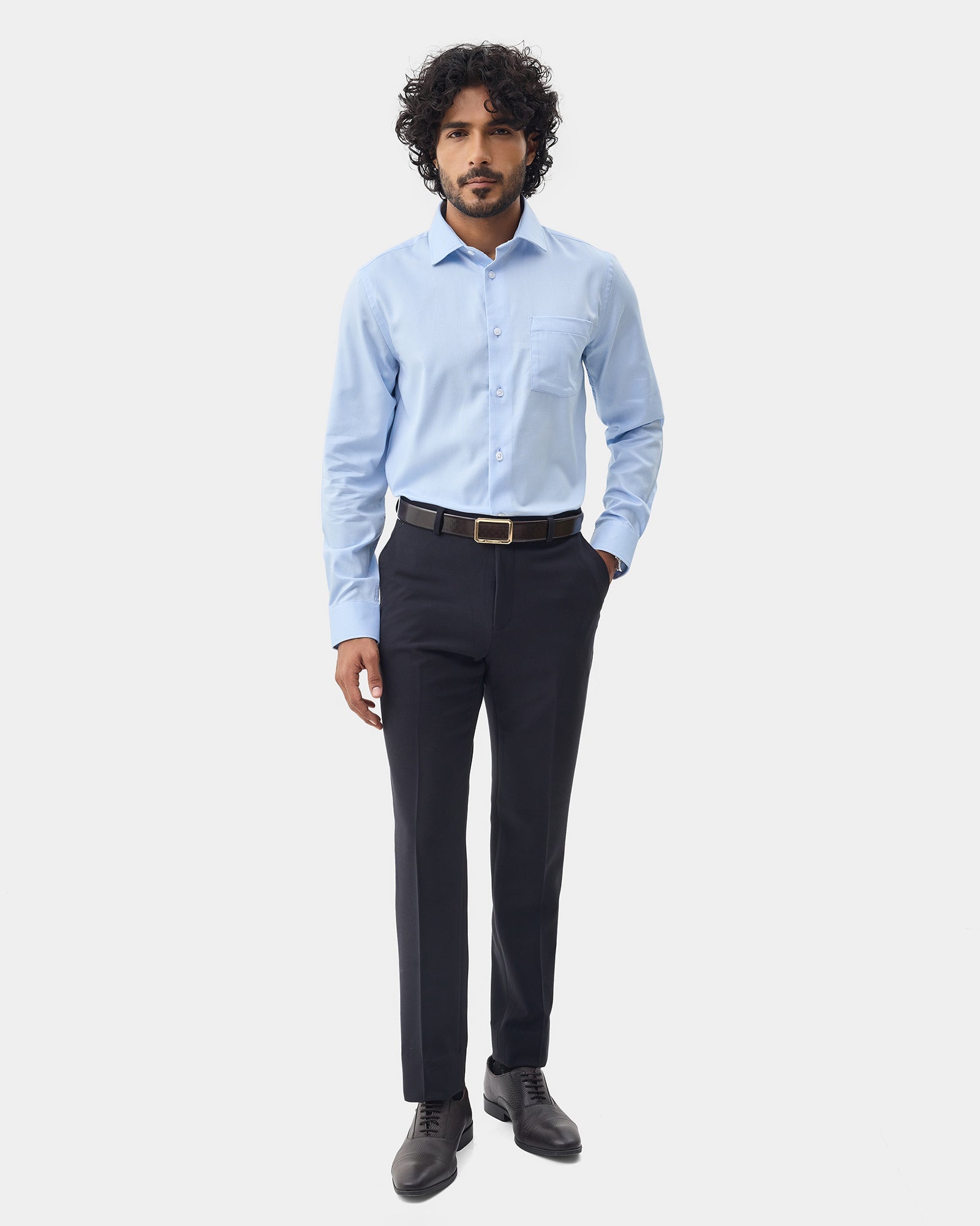 Navy Textured Trouser - Jona